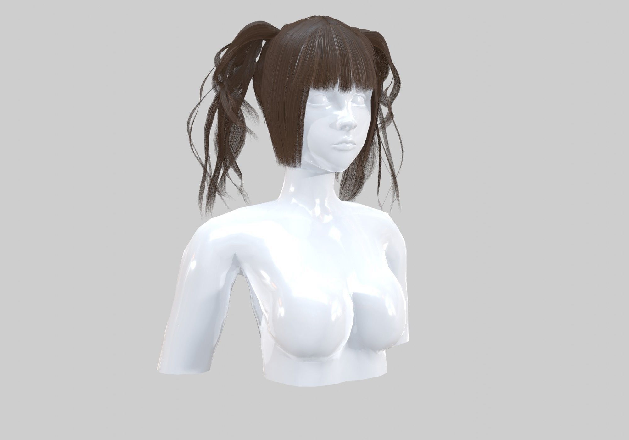 Ponytails Bangs Hairstyle  3D model_1