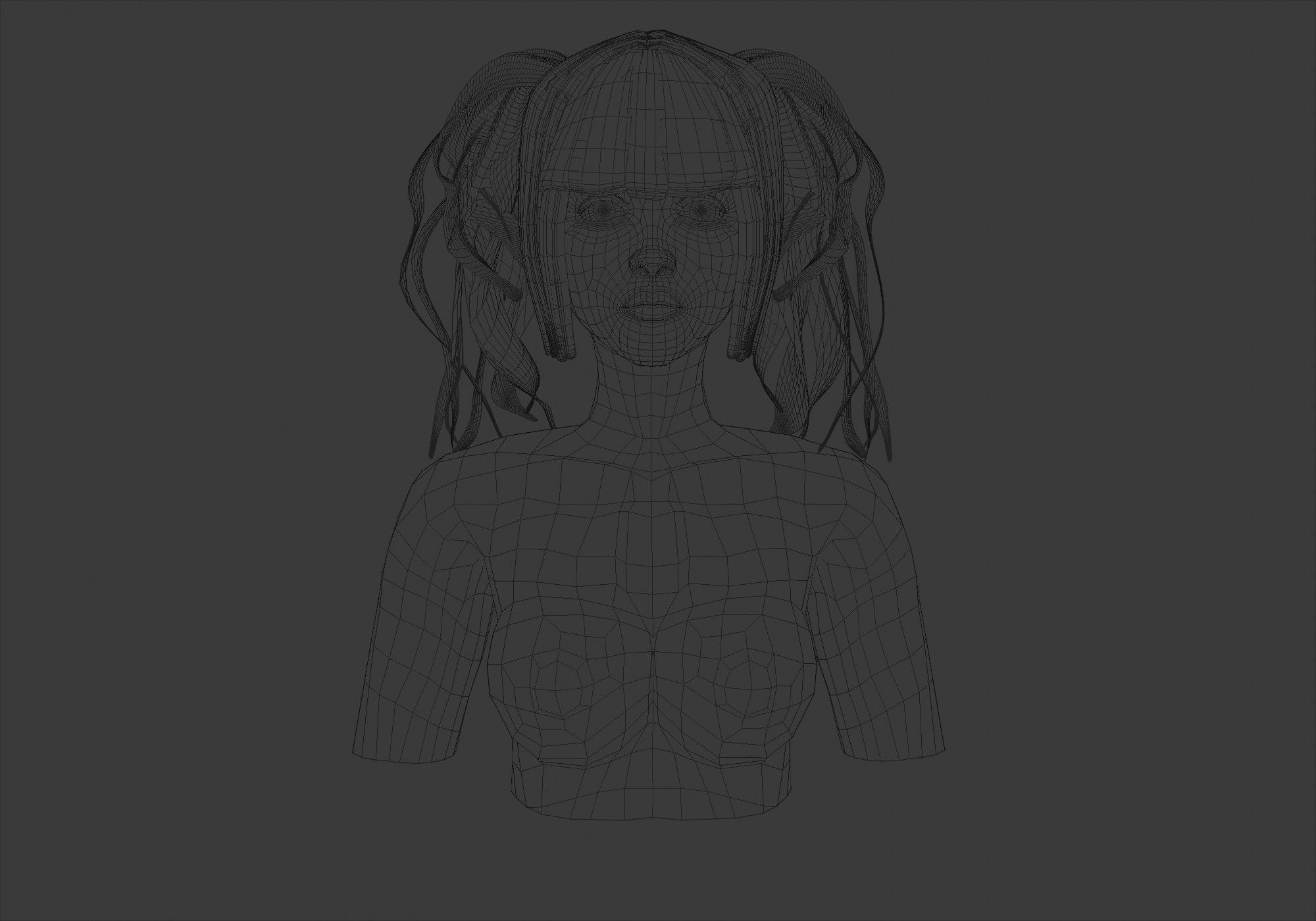 Ponytails Bangs Hairstyle  3D model_5