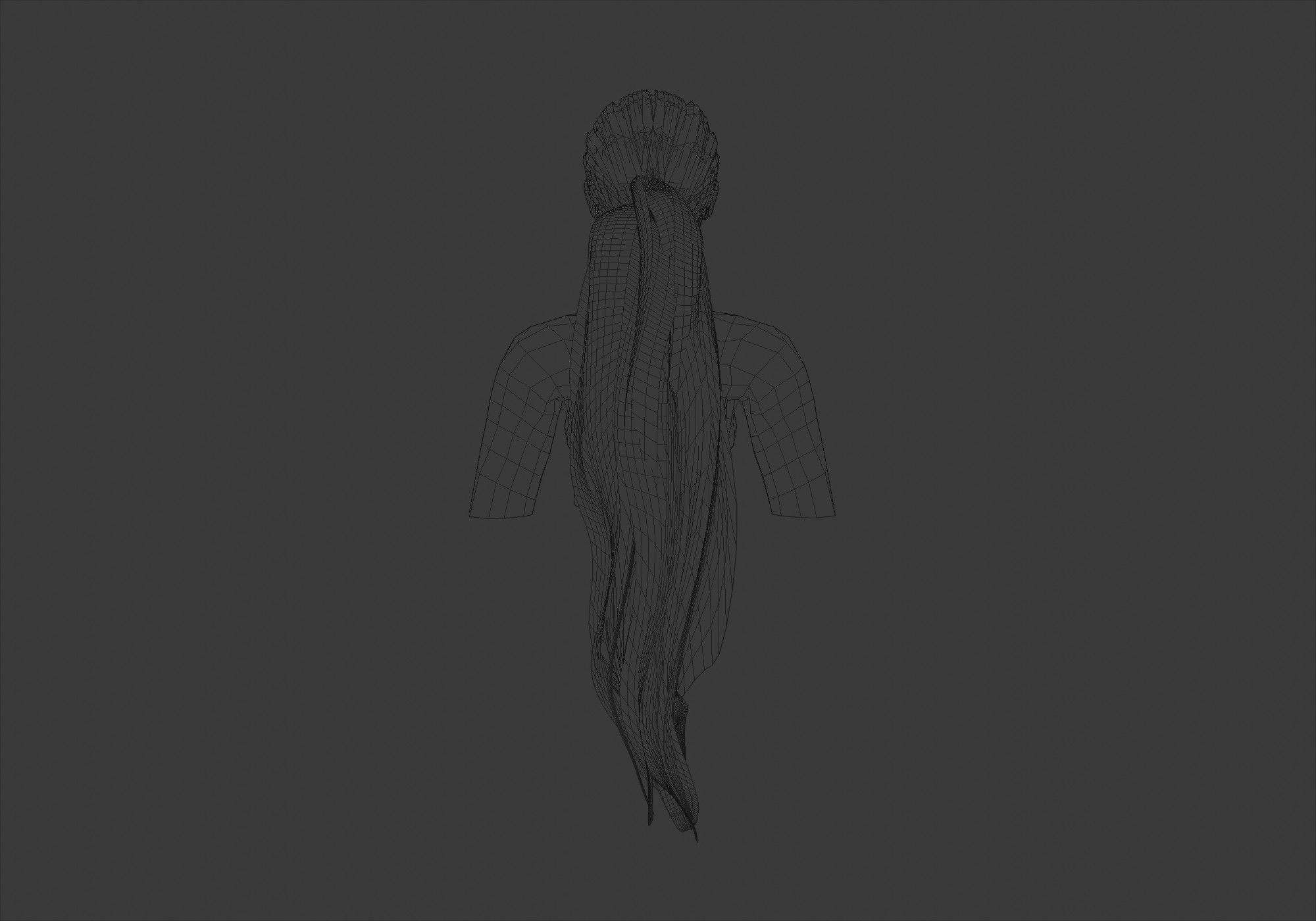 Ponytail Wavy Hairstyle  3D model_9