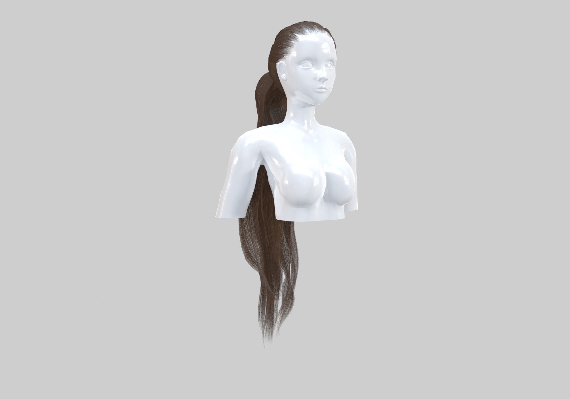 Ponytail Wavy Hairstyle  3D model_2