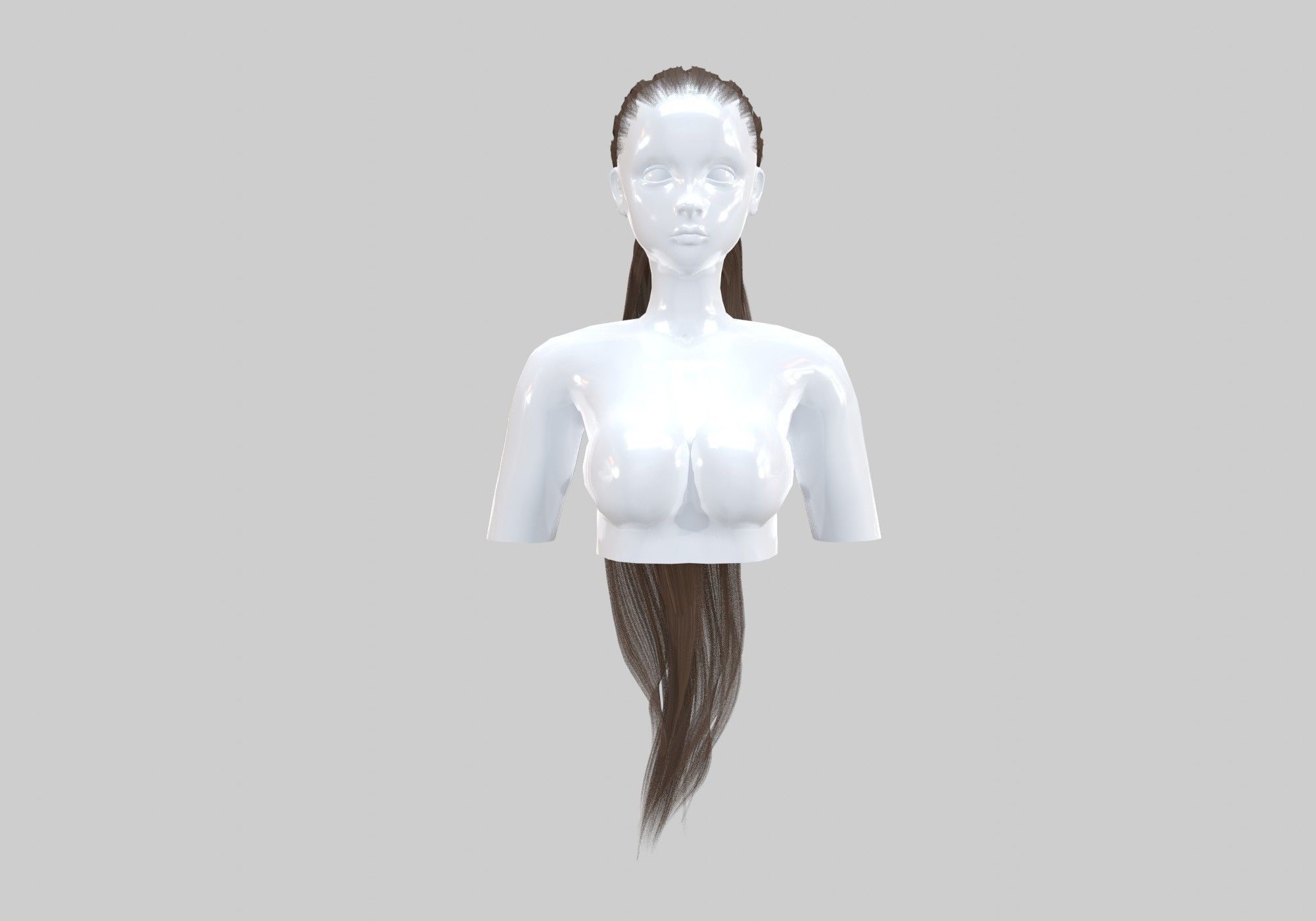 Ponytail Wavy Hairstyle  3D model_1
