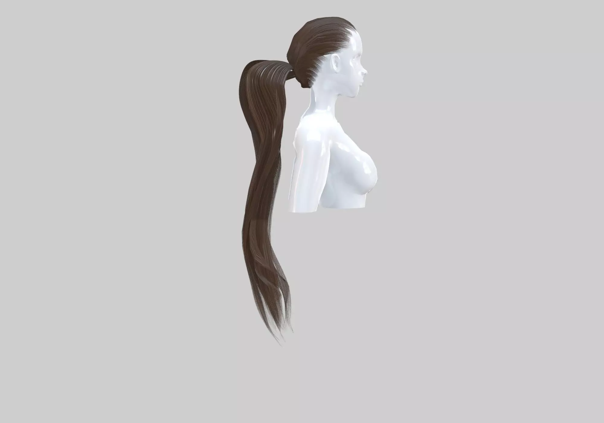Ponytail Wavy Hairstyle  3D model_0