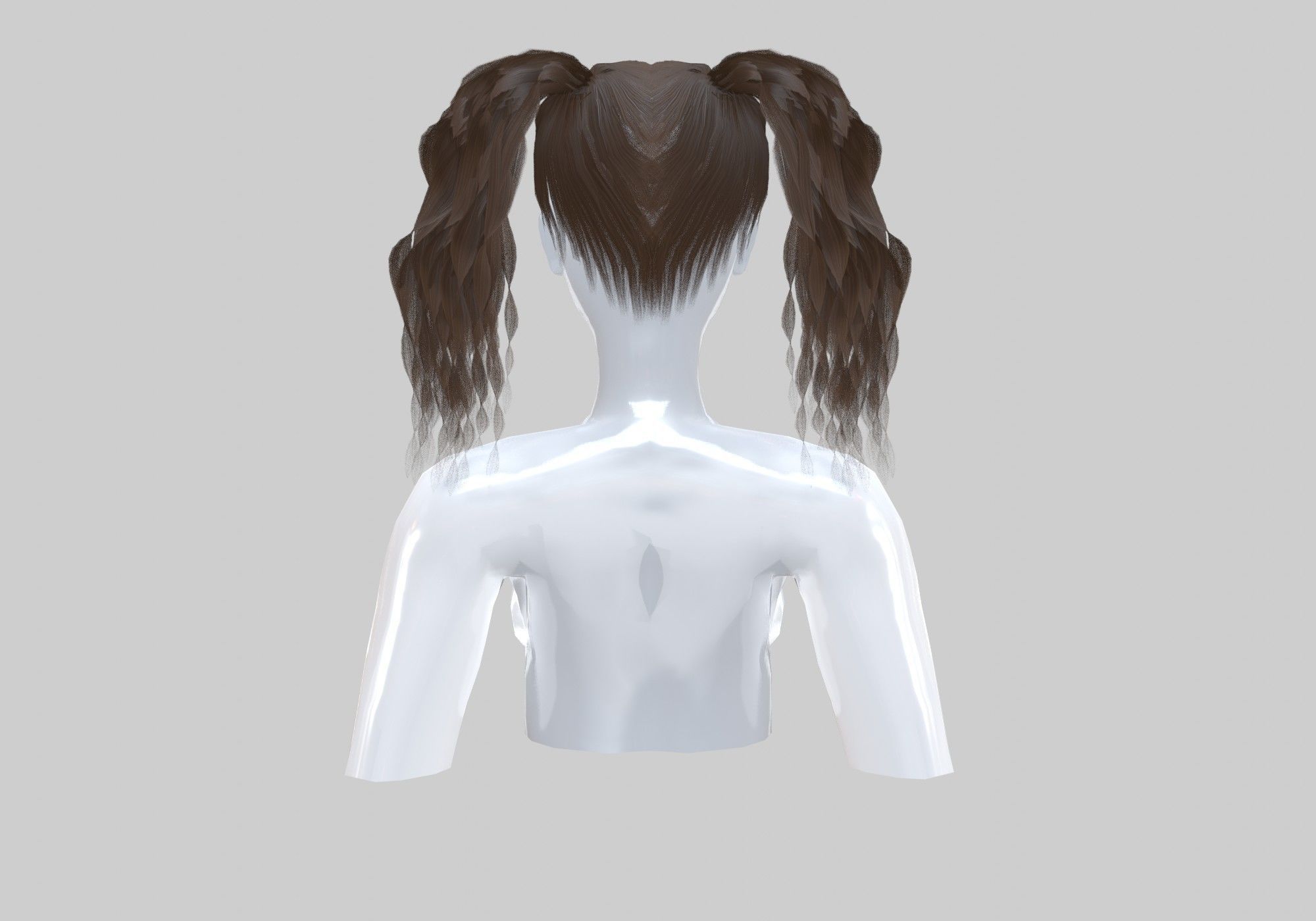 Pigtails Curly Hairstyle 3D model_4