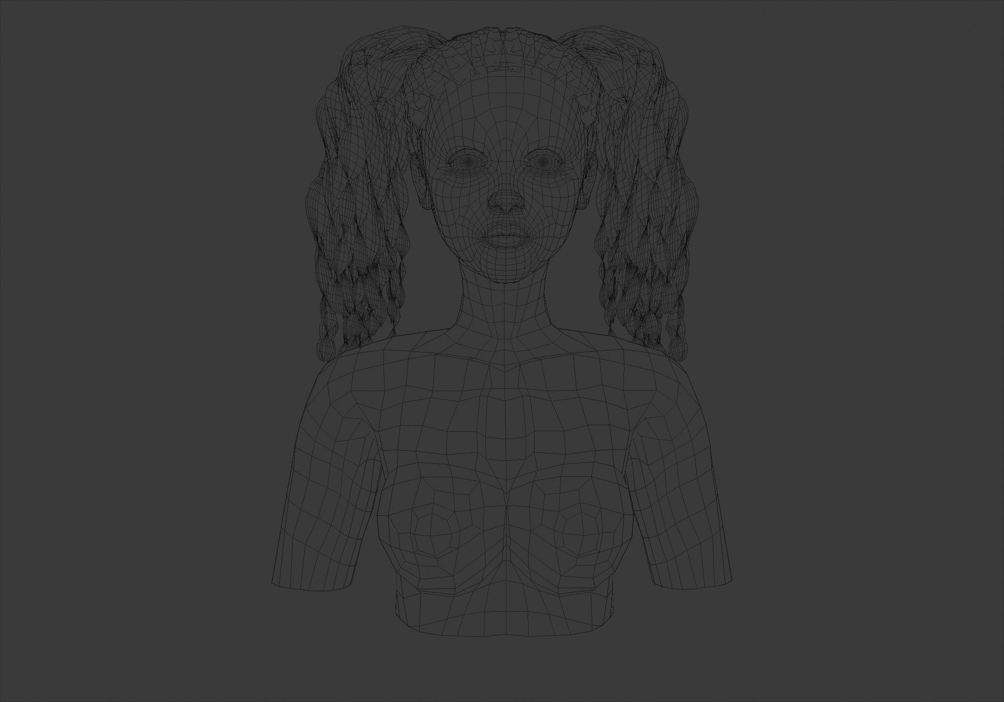 Pigtails Curly Hairstyle 3D model_5