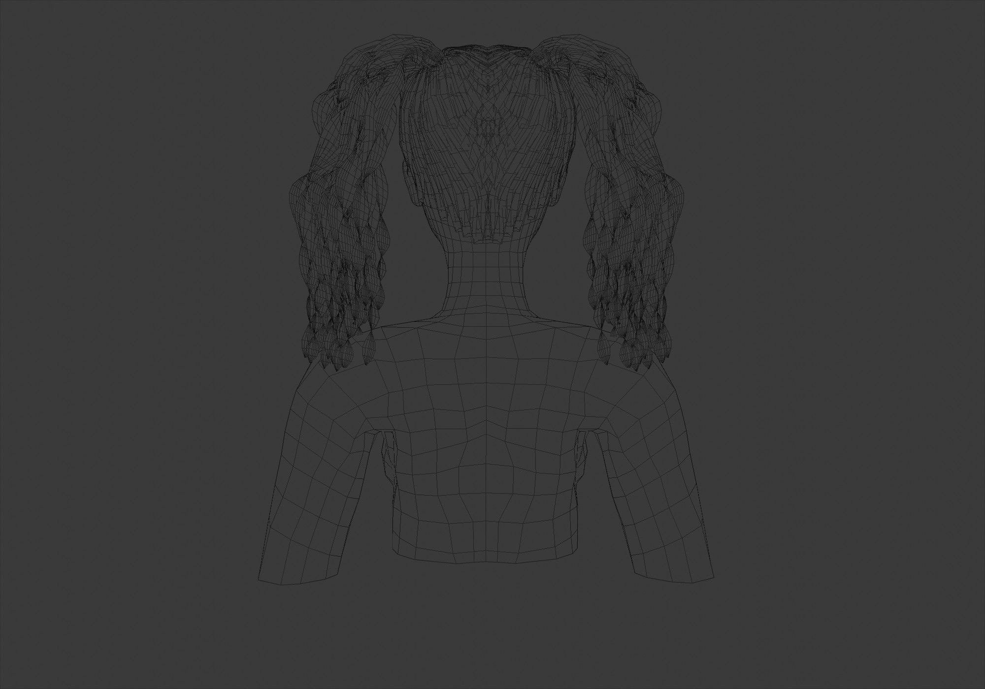 Pigtails Curly Hairstyle 3D model_9