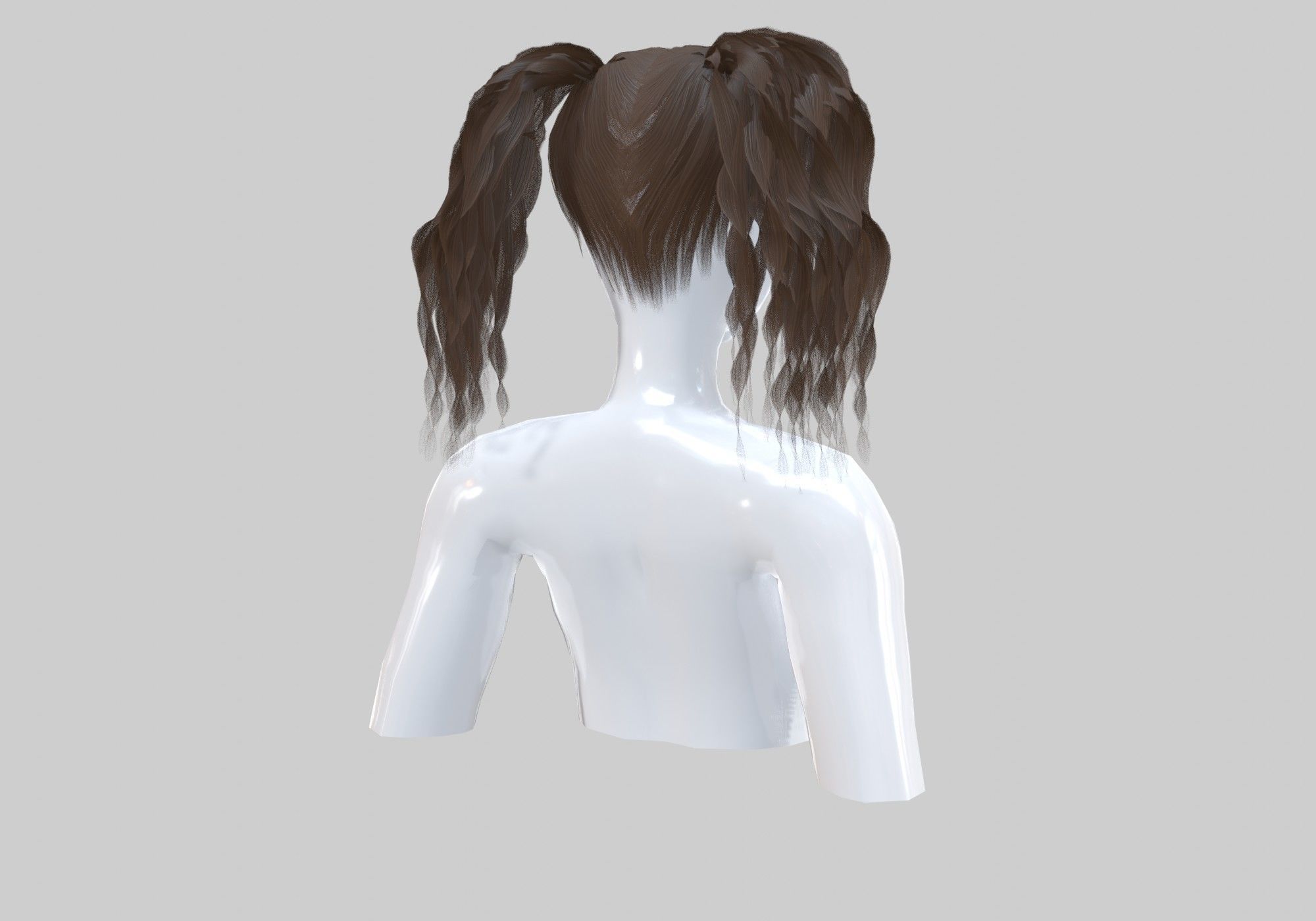 Pigtails Curly Hairstyle 3D model_3