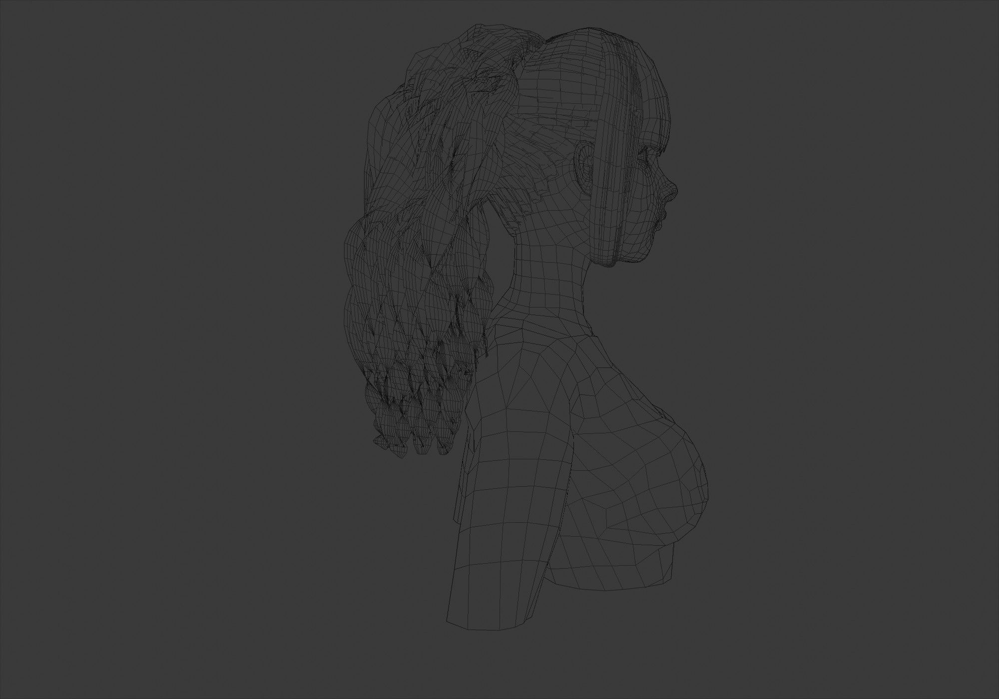 Pigtail Wavy Hairstyle 3D model_7