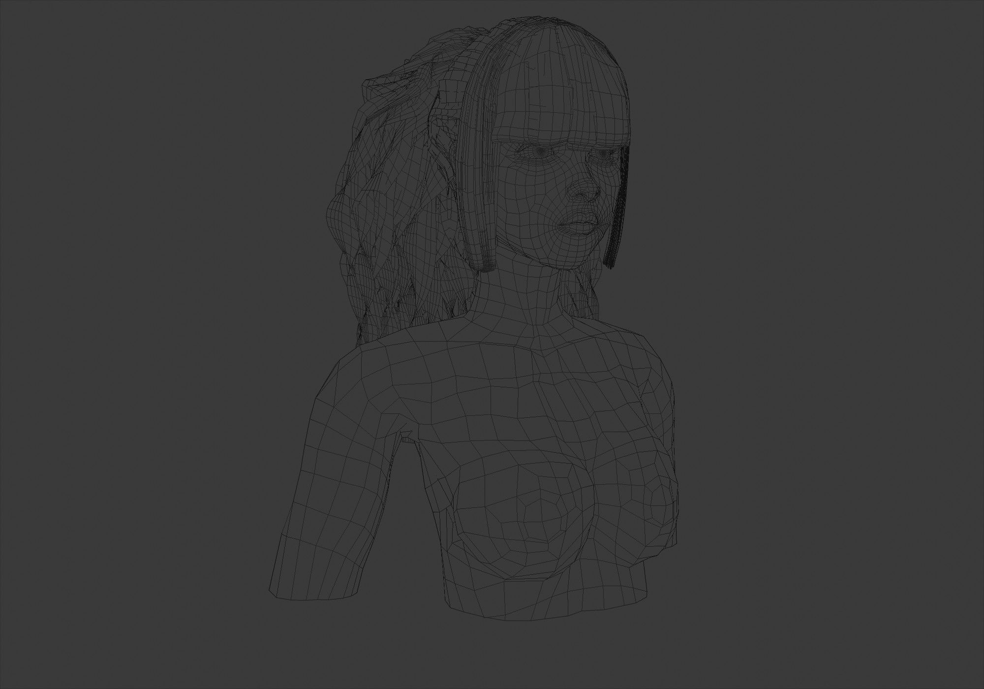 Pigtail Wavy Hairstyle 3D model_6