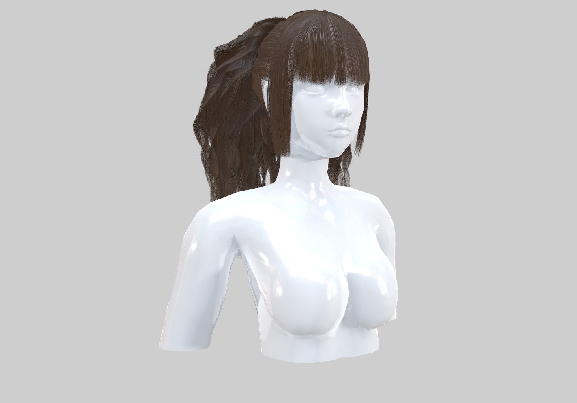Pigtail Wavy Hairstyle 3D model_2