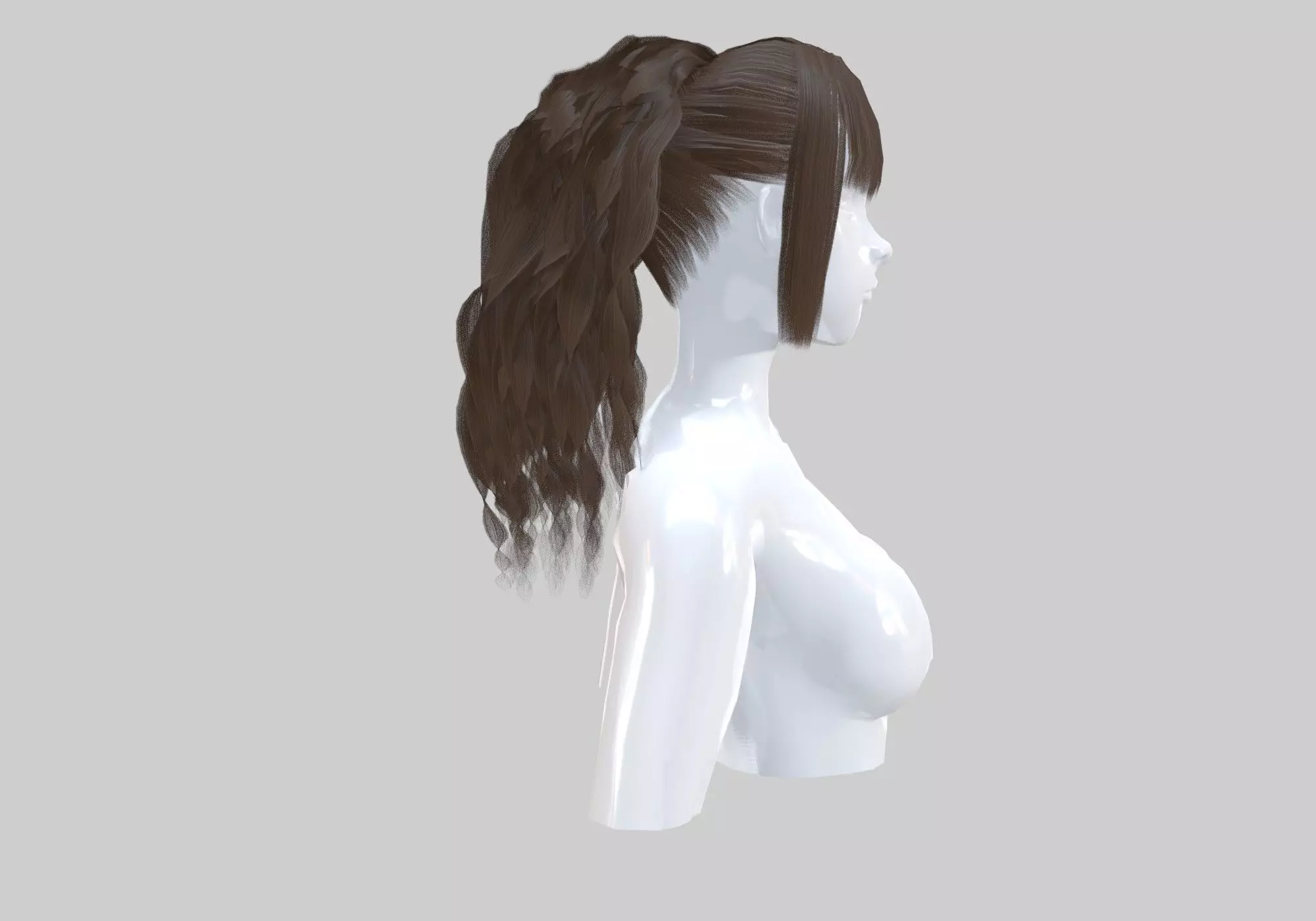 Pigtail Wavy Hairstyle 3D model_0