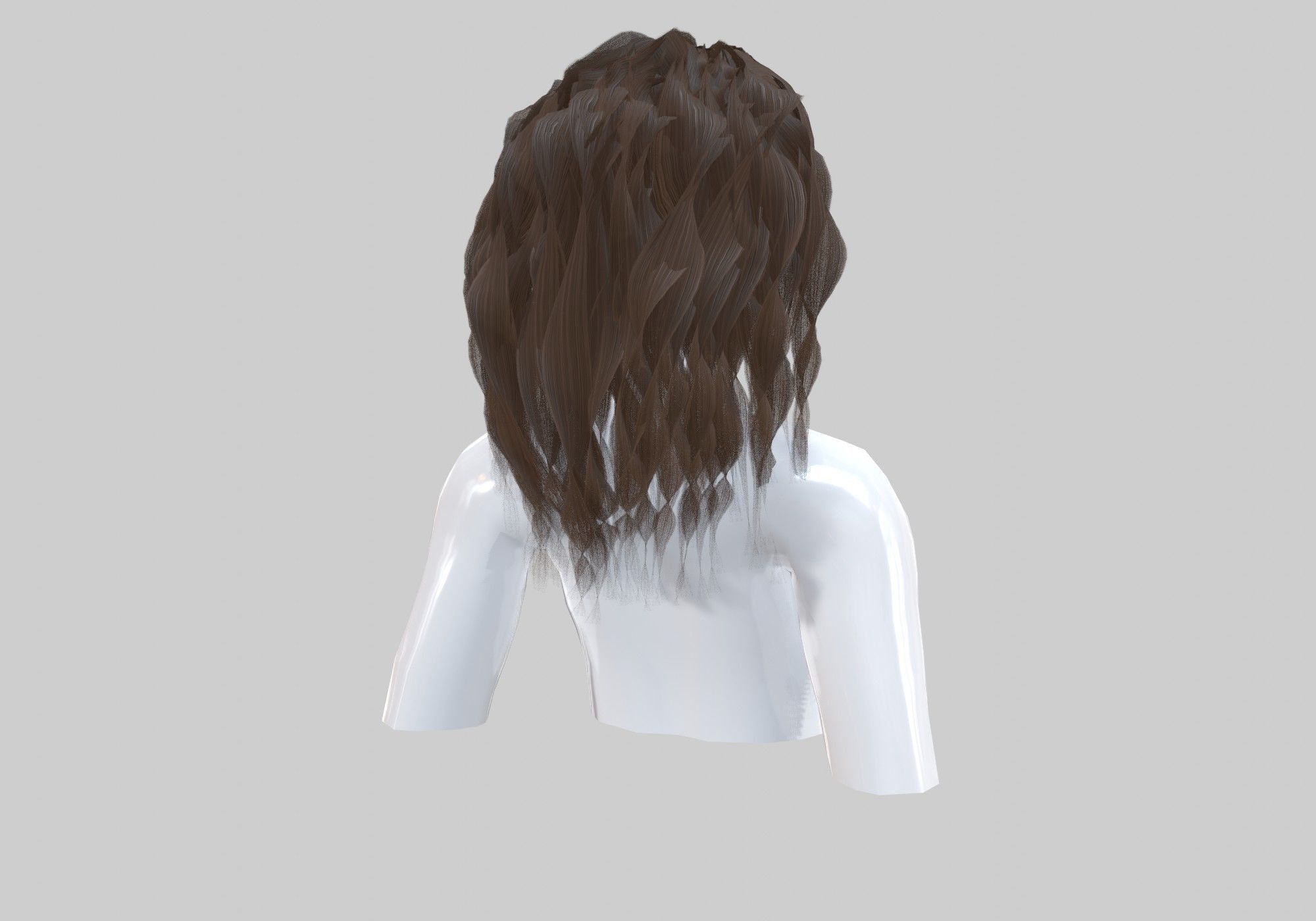 Pigtail Wavy Hairstyle 3D model_3