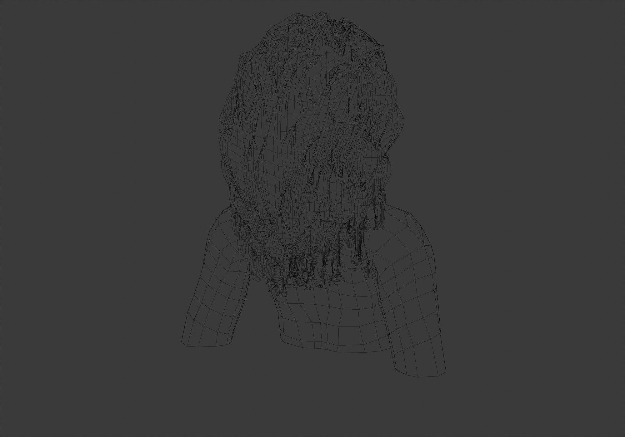 Pigtail Wavy Hairstyle 3D model_8