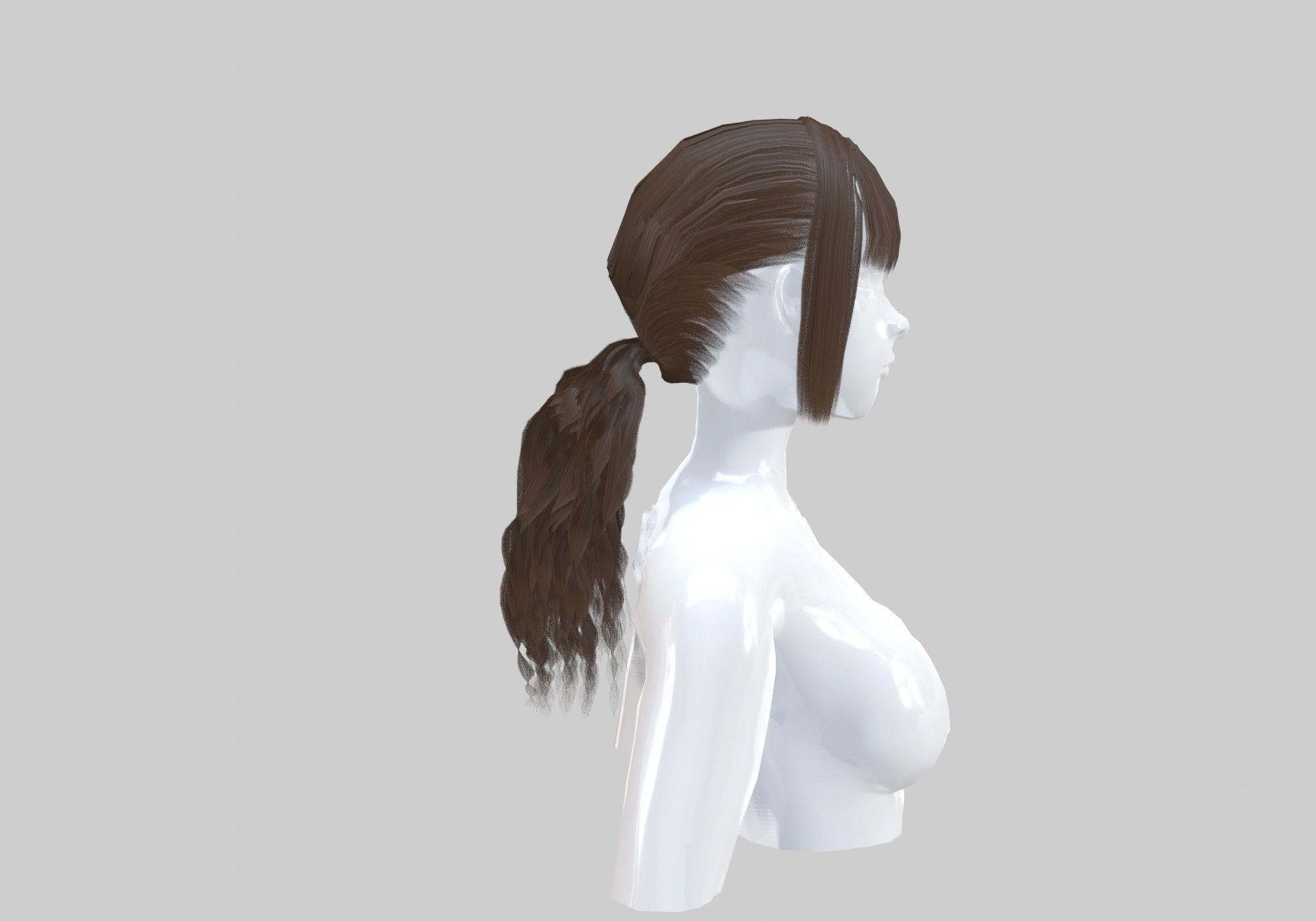 Pigtail Curly Hairstyle  3D model_2