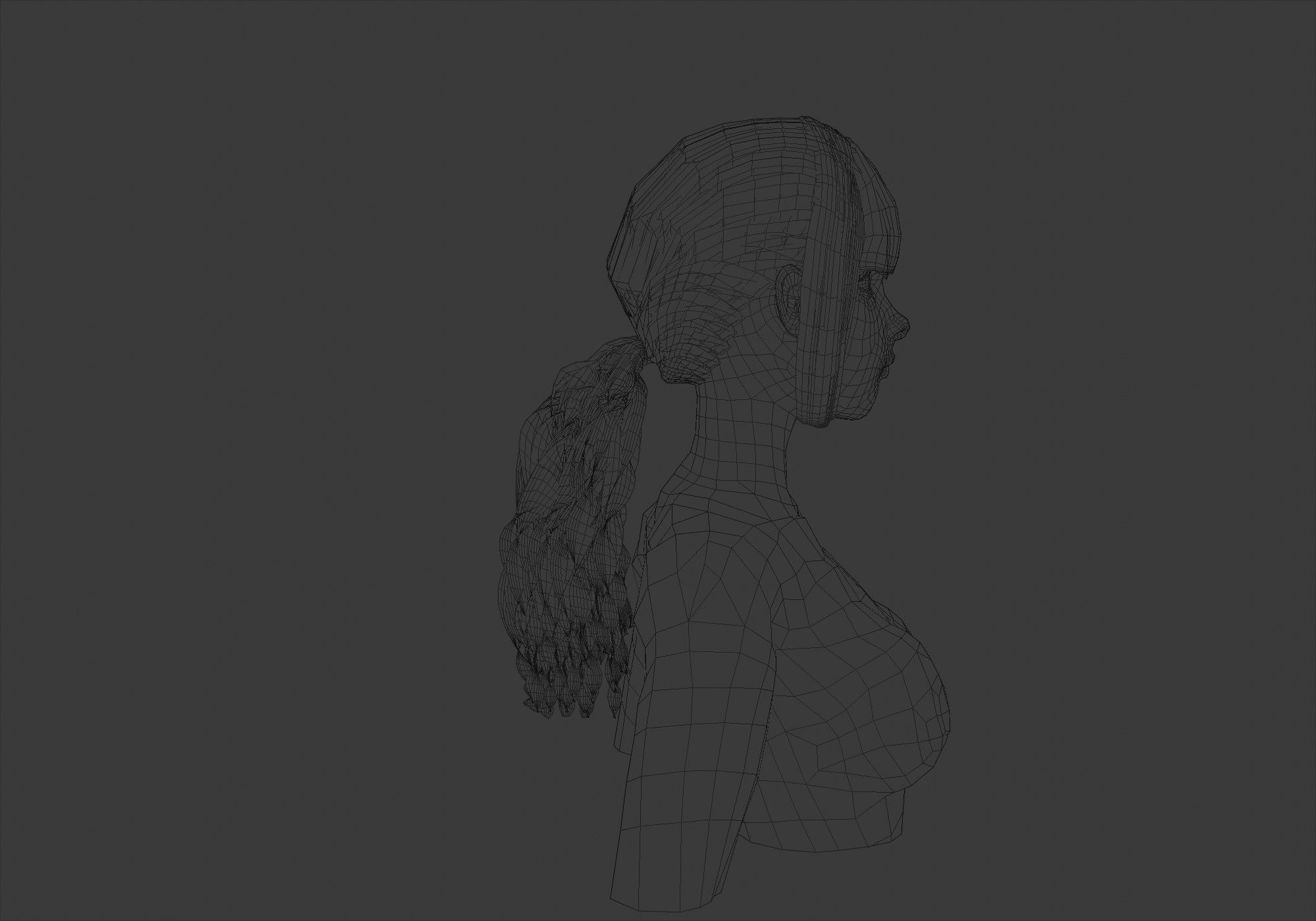 Pigtail Curly Hairstyle  3D model_7