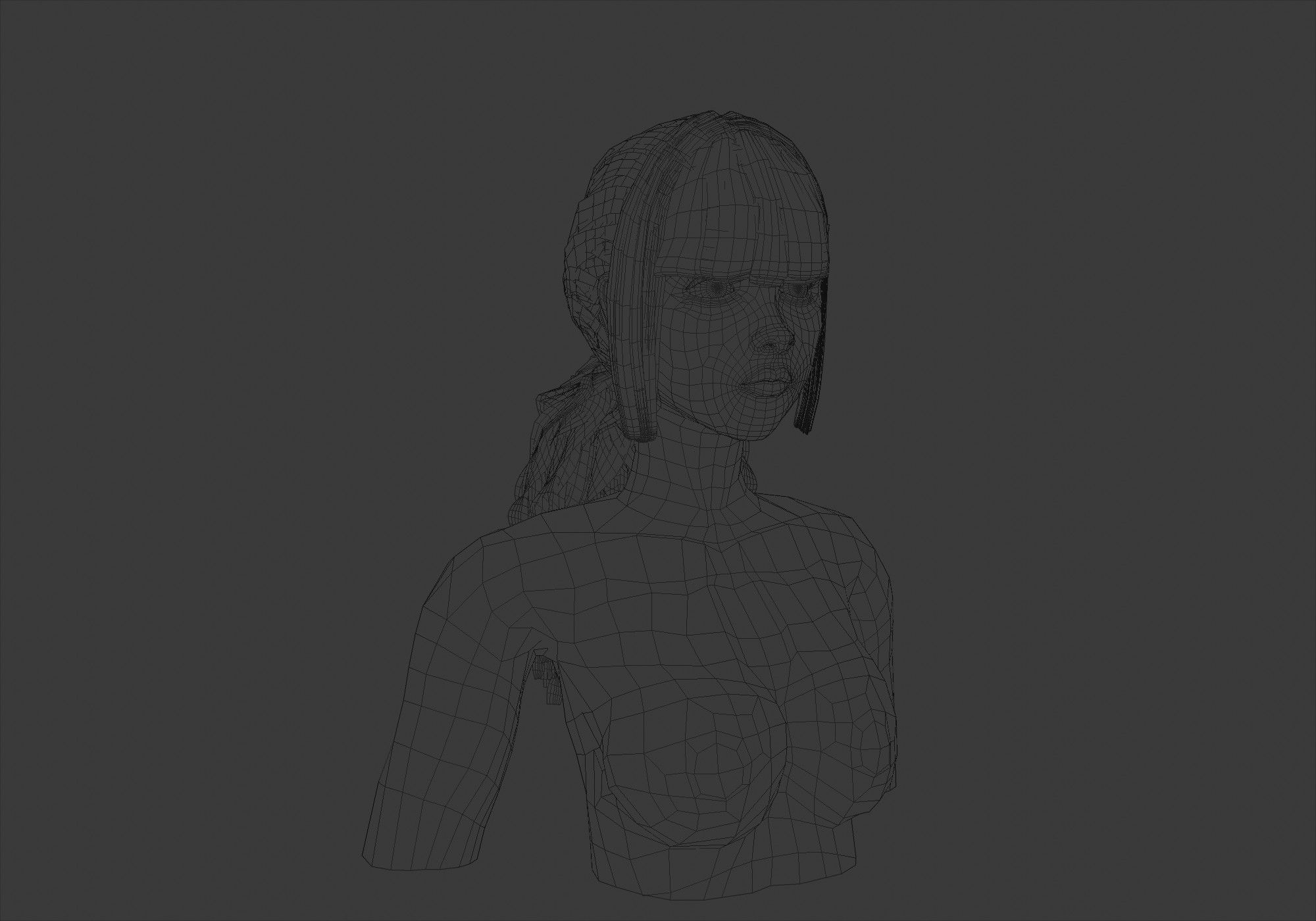 Pigtail Curly Hairstyle  3D model_6