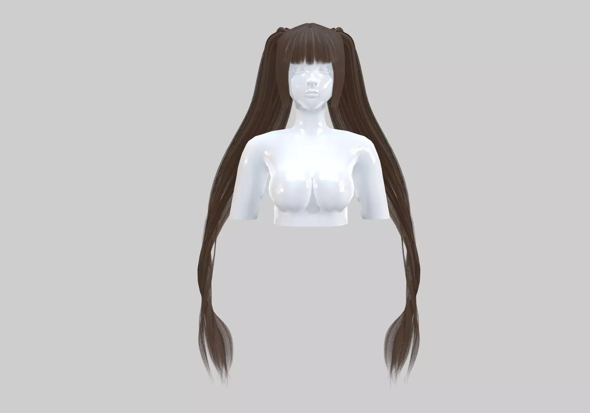 Long Ponytails Hairstyle 3D model_0