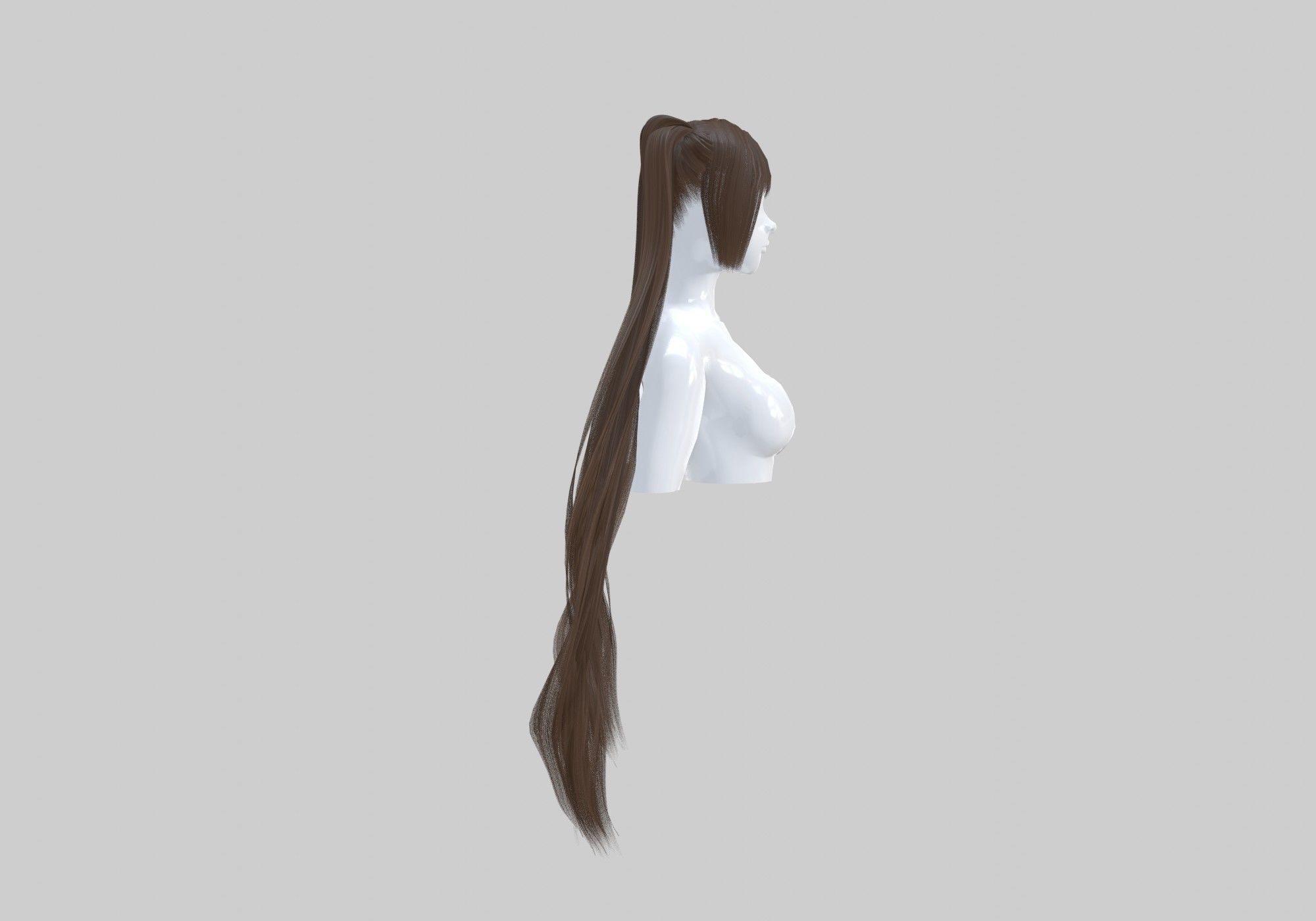 Long Ponytails Hairstyle 3D model_2