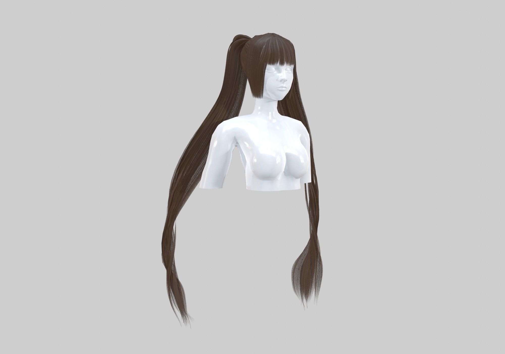 Long Ponytails Hairstyle 3D model_1