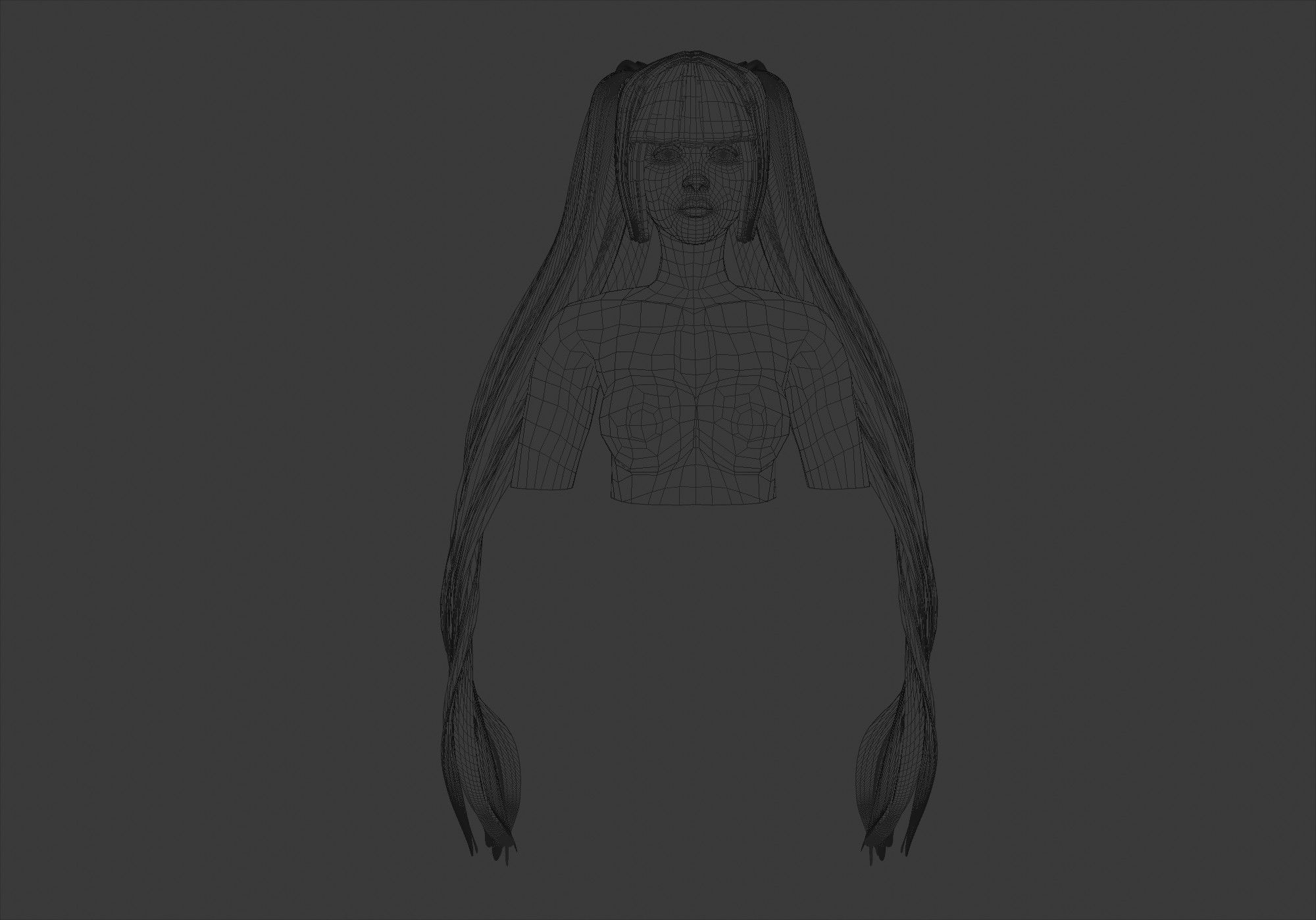 Long Ponytails Hairstyle 3D model_5