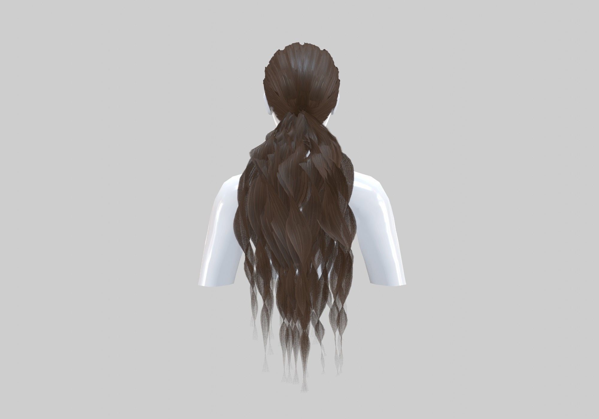 Long Pigtail Hairstyle  3D model_4
