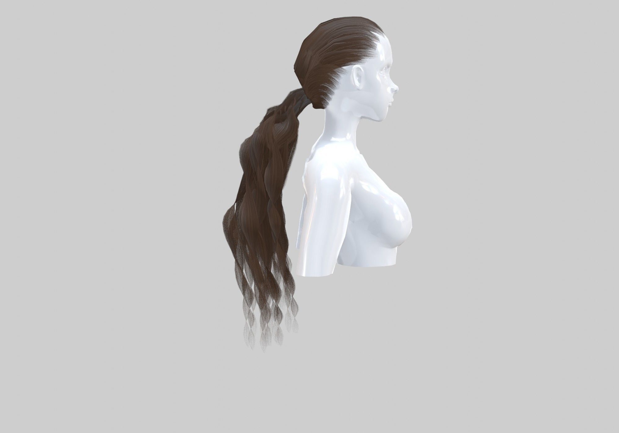 Long Pigtail Hairstyle  3D model_2