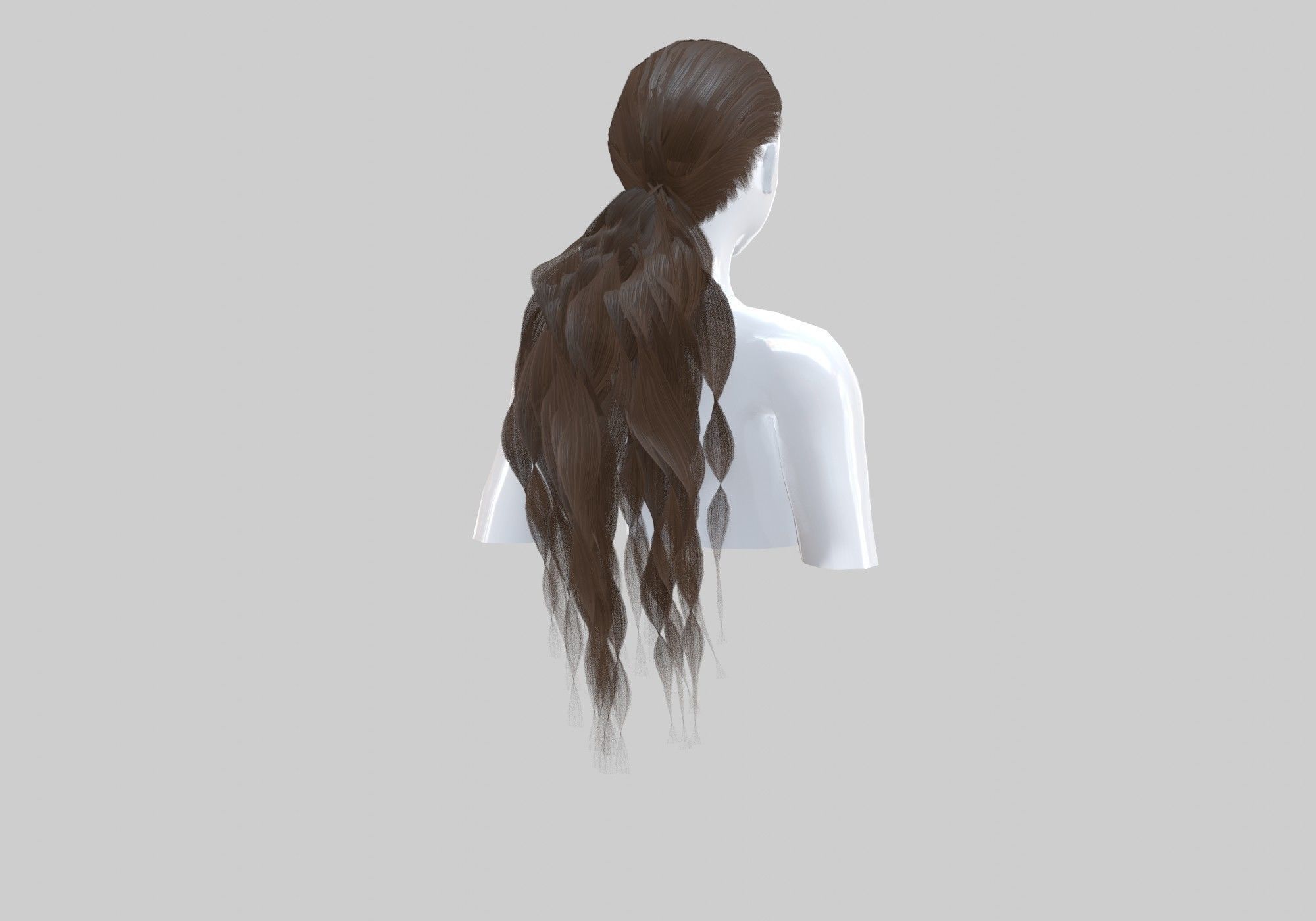 Long Pigtail Hairstyle  3D model_3