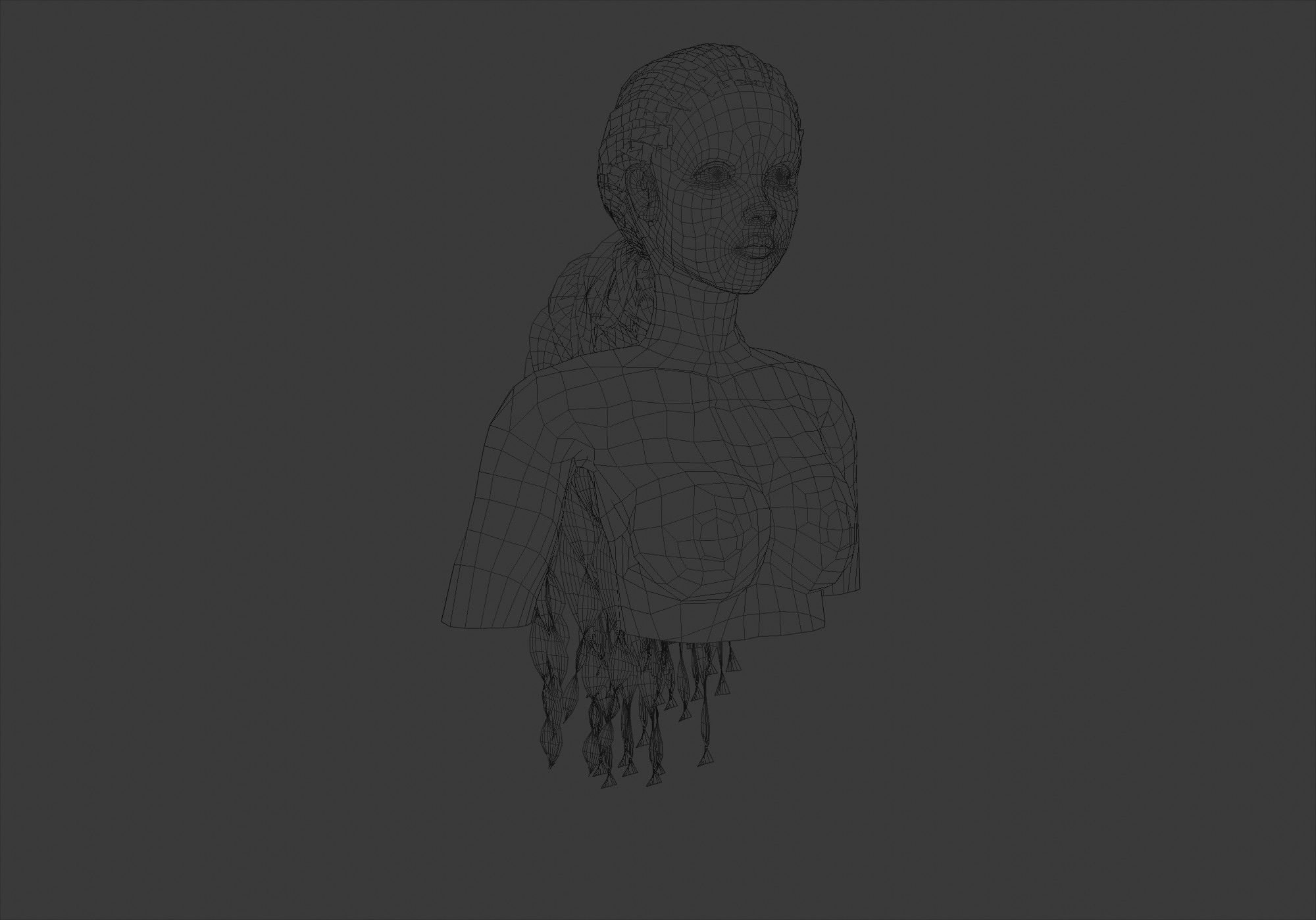 Long Pigtail Hairstyle  3D model_6