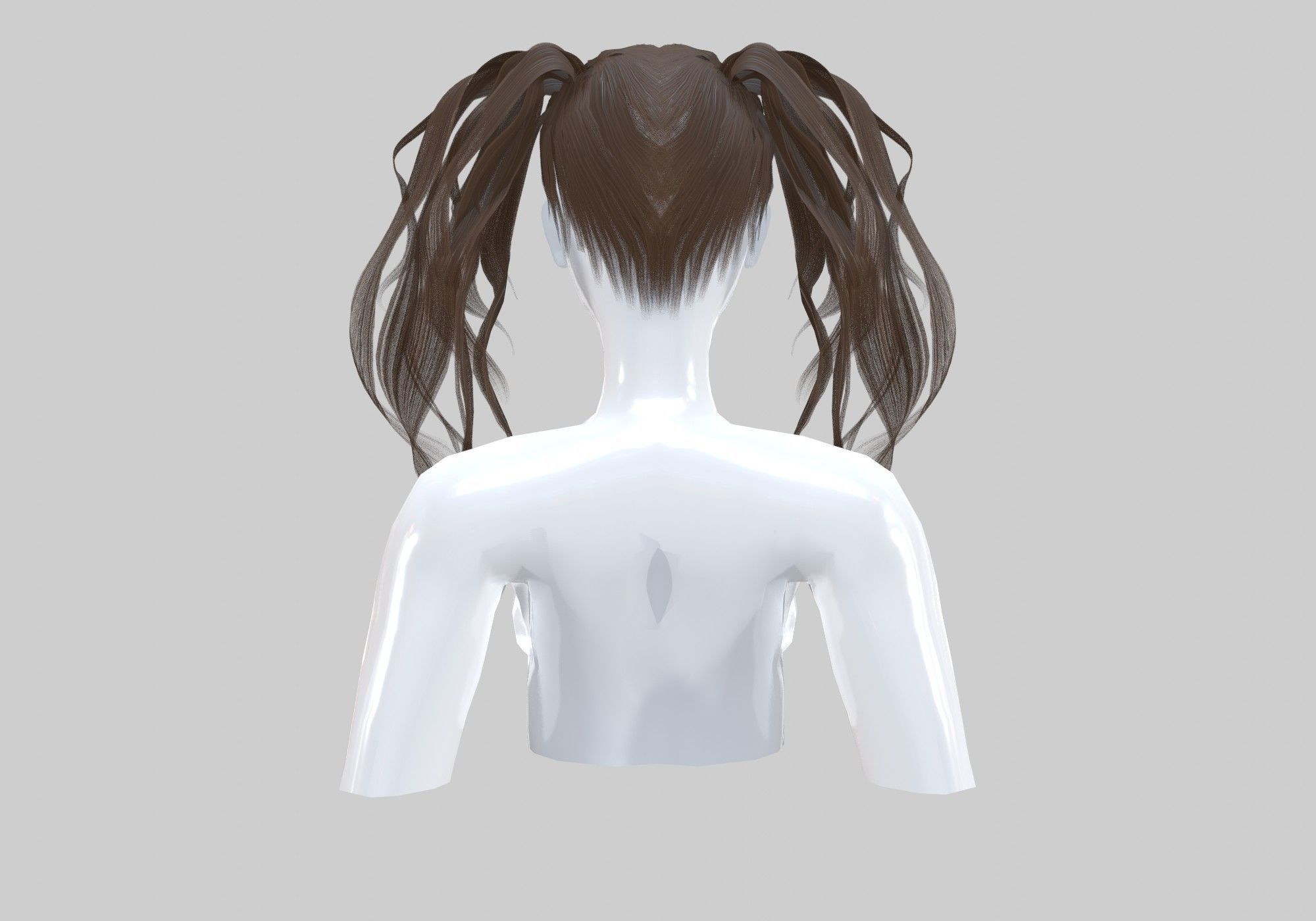 Female Pigtails Hairstyle 3D model_4