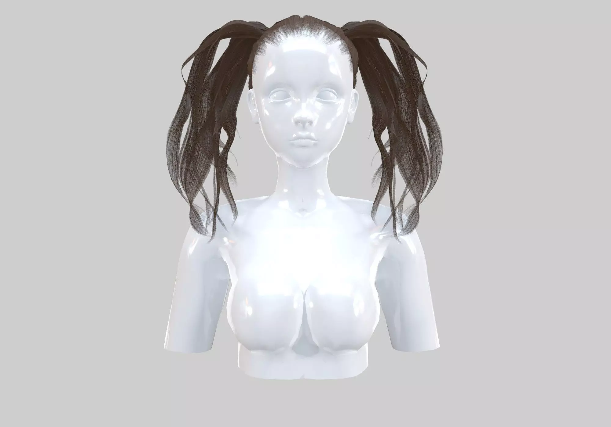 Female Pigtails Hairstyle 3D model_0