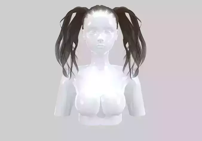 Female Pigtails Hairstyle 3D model Female Pigtails Hairstyle 3D model