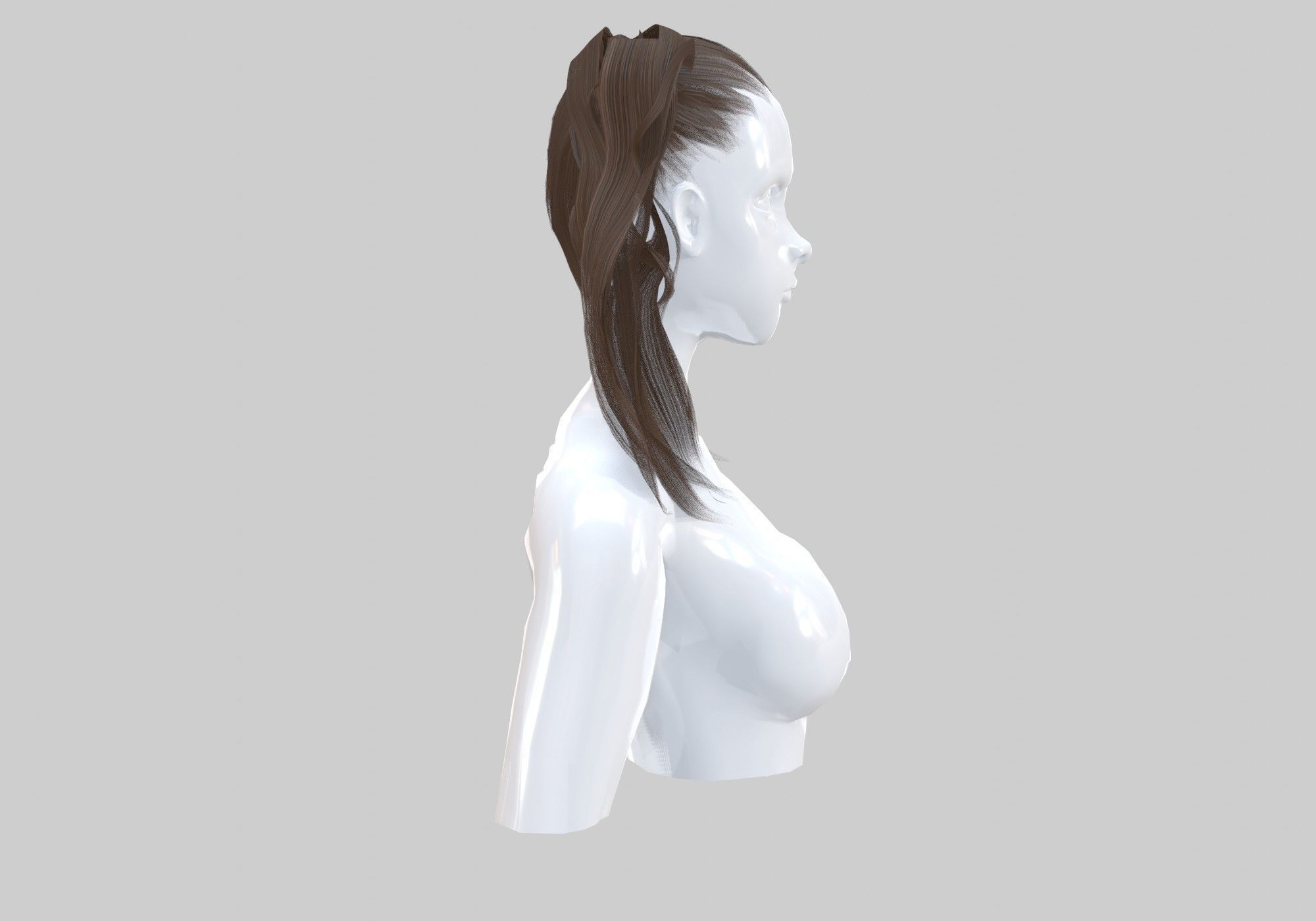 Female Pigtails Hairstyle 3D model_2