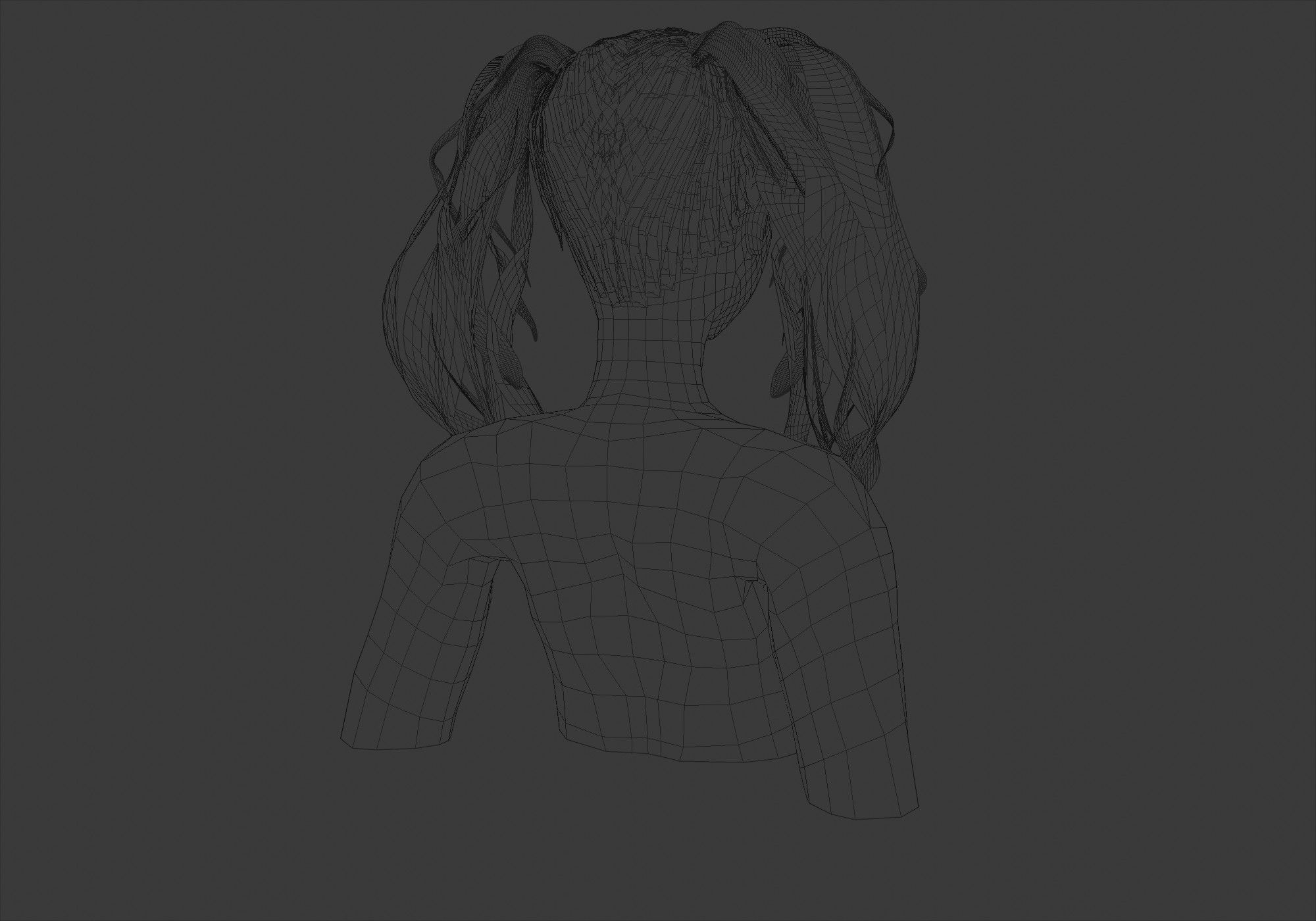 Female Pigtails Hairstyle 3D model_8