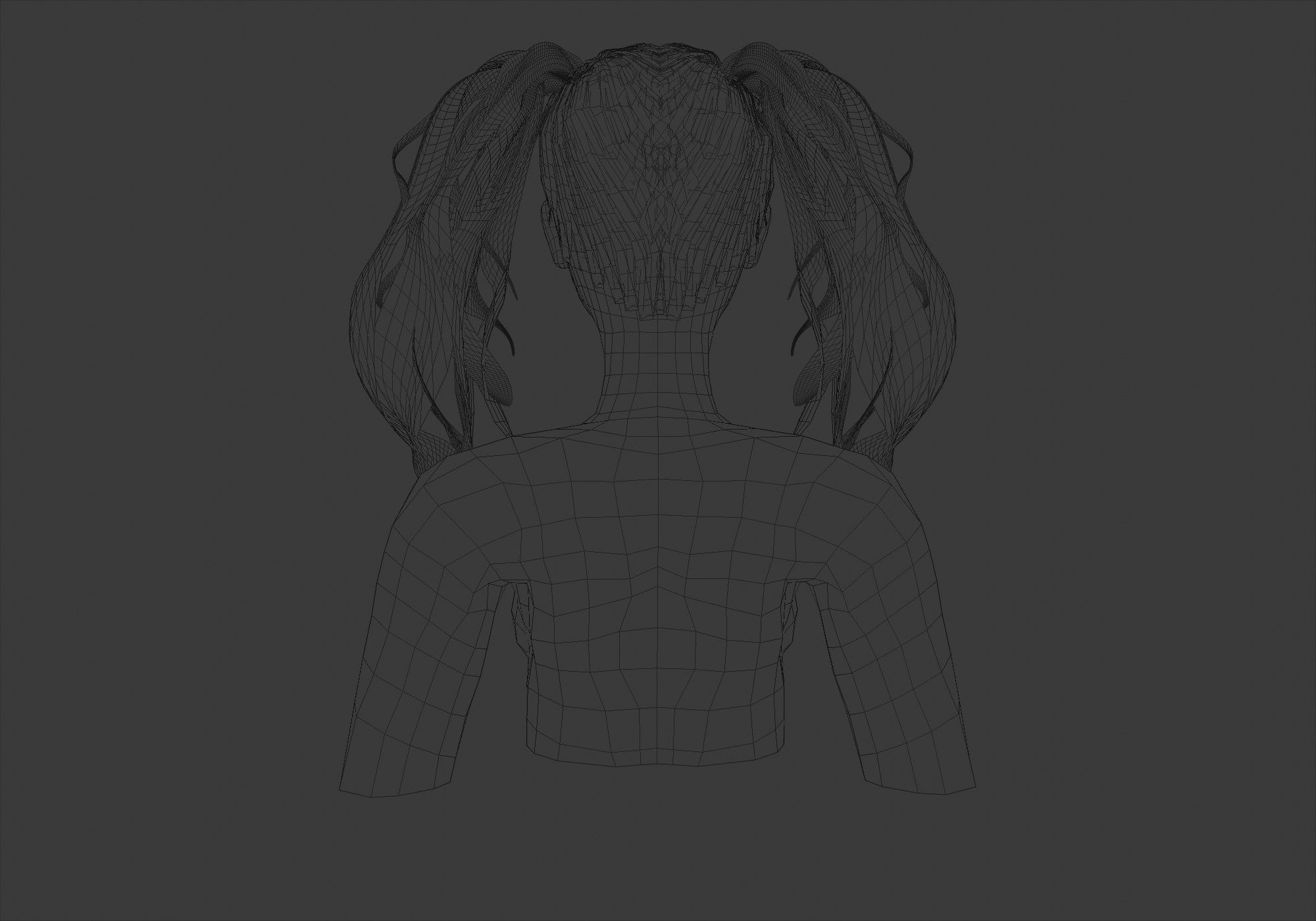 Female Pigtails Hairstyle 3D model_9