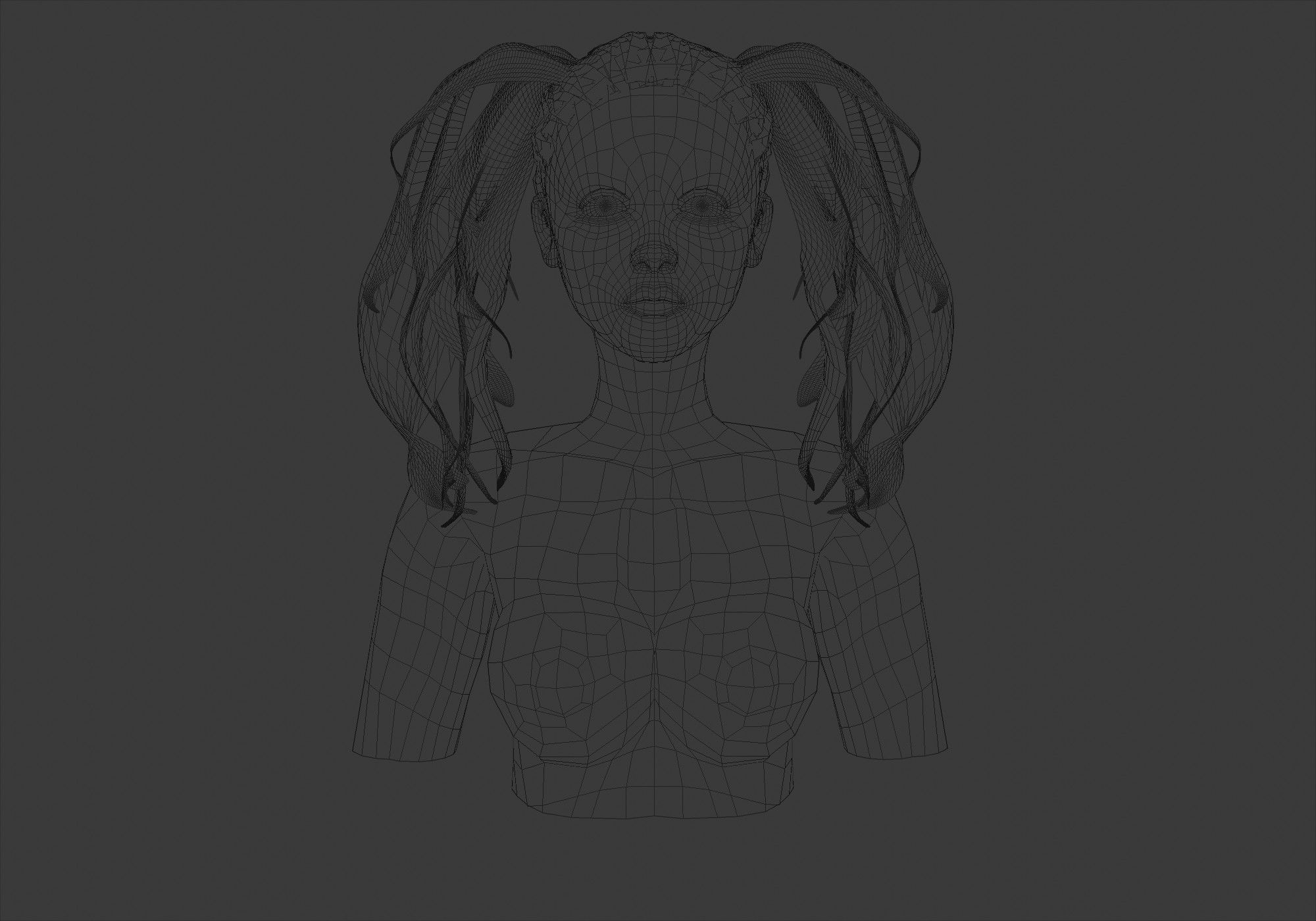 Female Pigtails Hairstyle 3D model_5