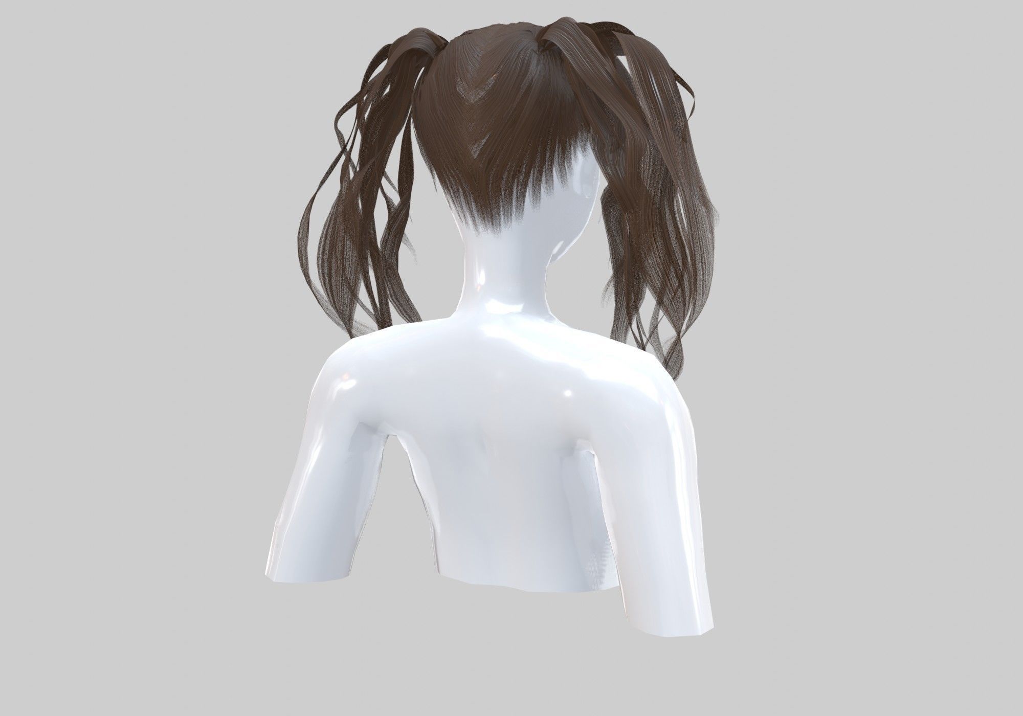 Female Pigtails Hairstyle 3D model_3