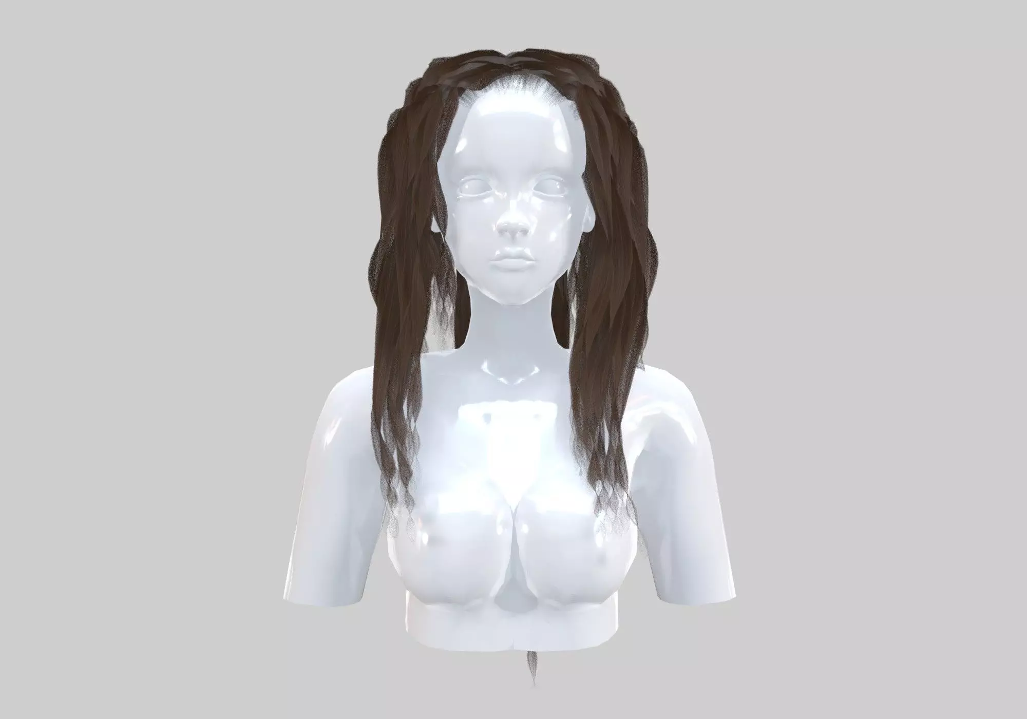 Female Curly Hairstyle 3D model_0