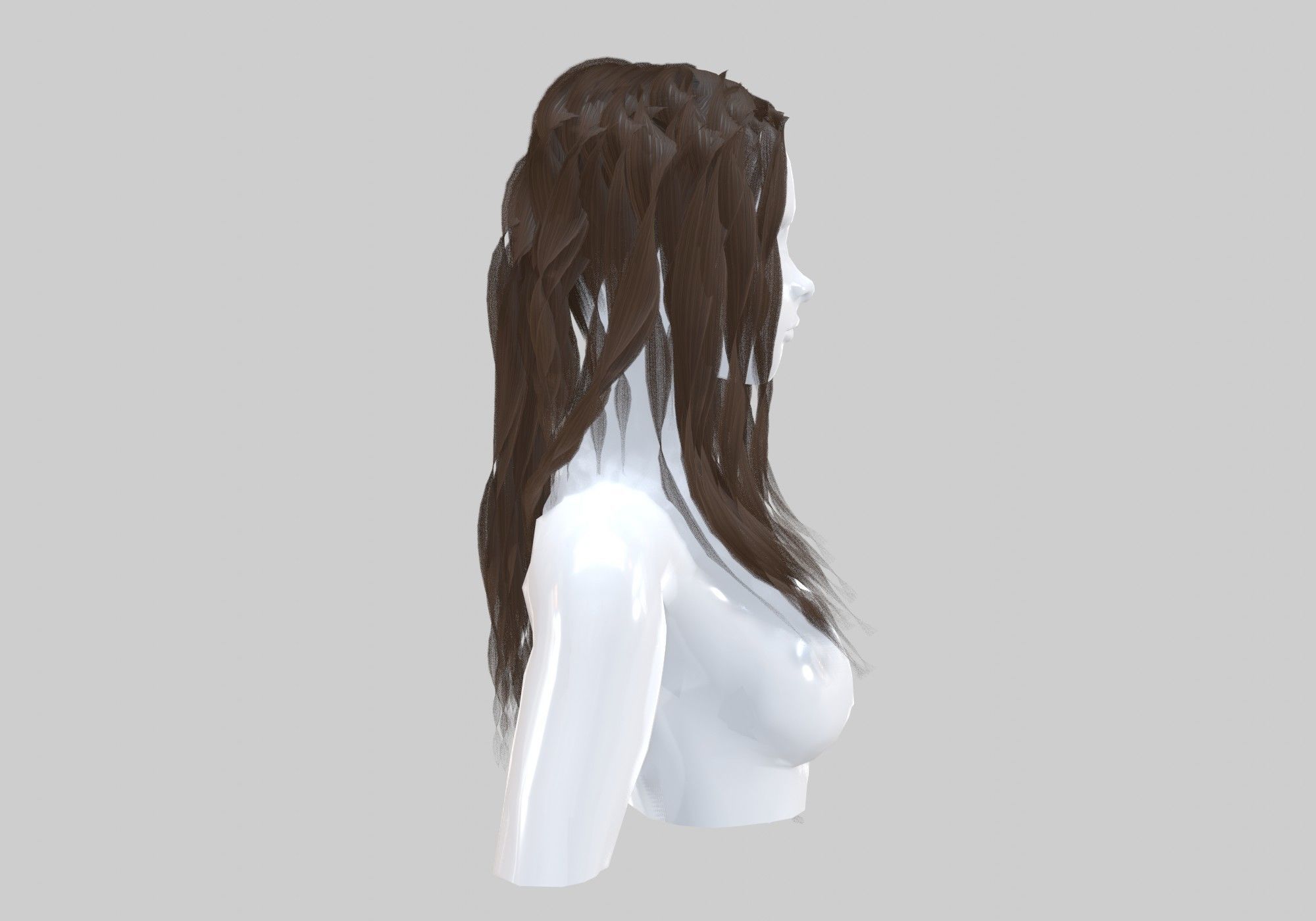 Female Curly Hairstyle 3D model_2