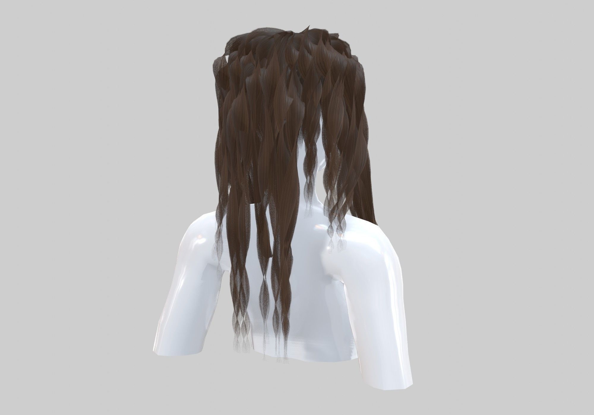 Female Curly Hairstyle 3D model_3