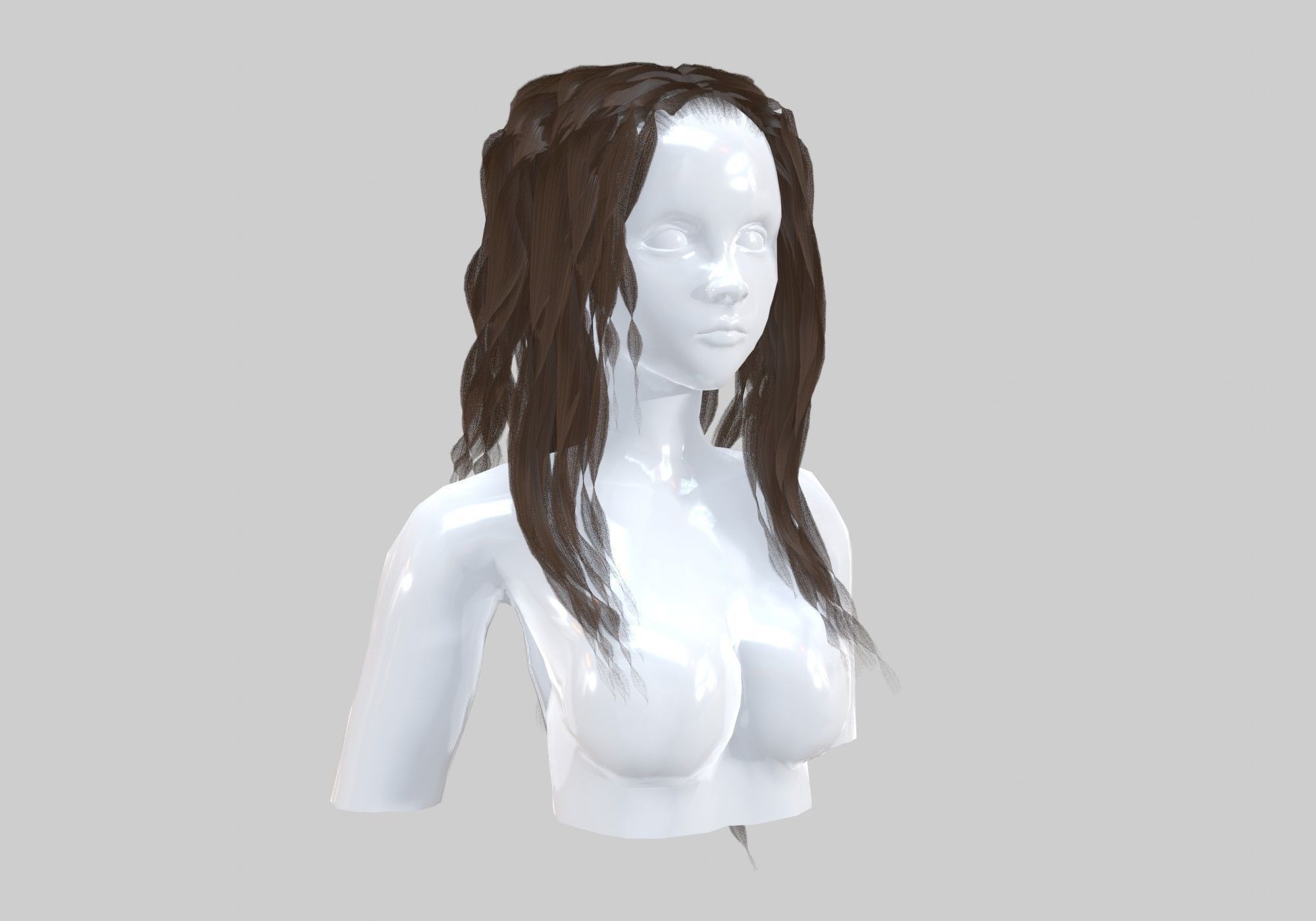 Female Curly Hairstyle 3D model_1