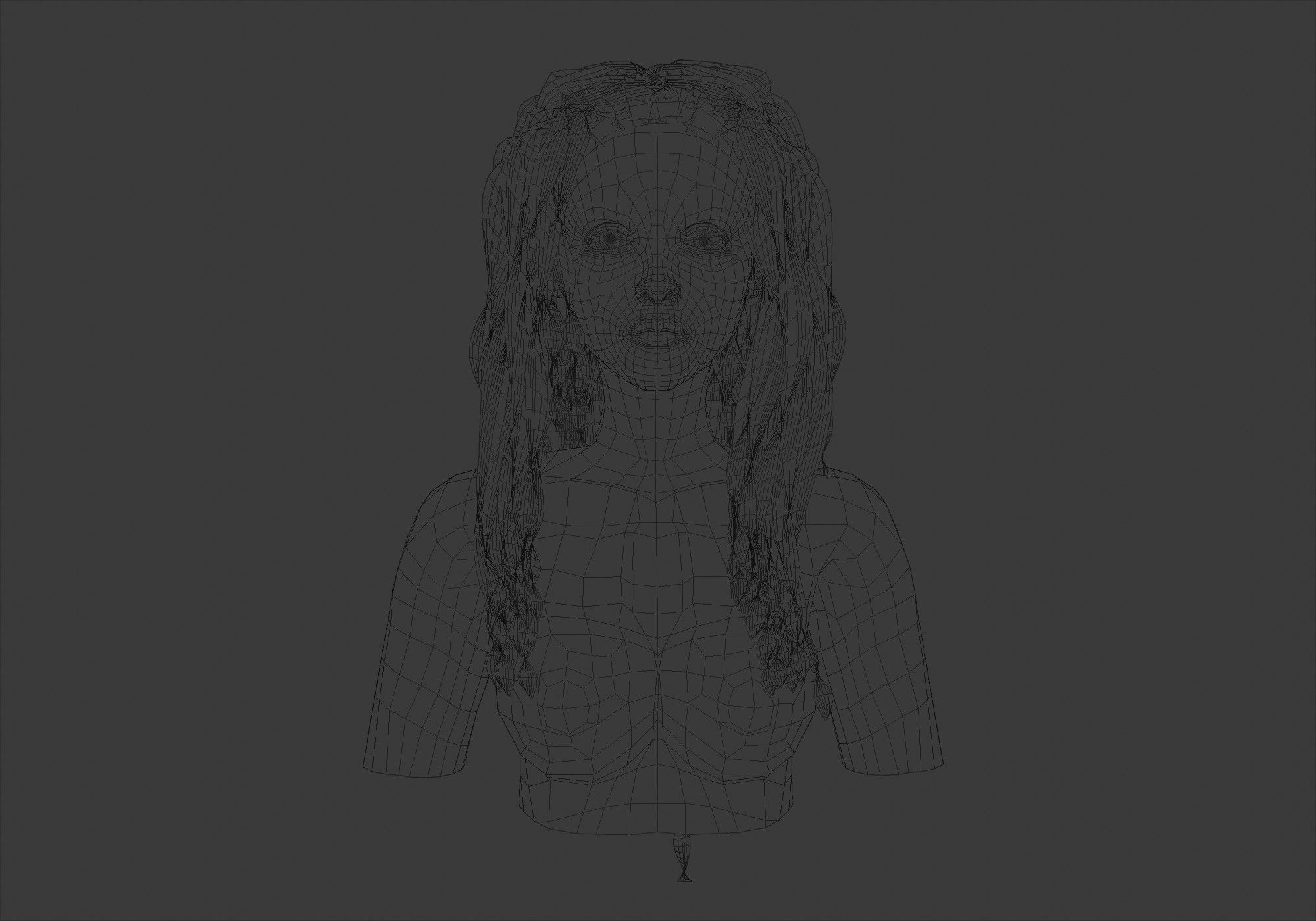 Female Curly Hairstyle 3D model_5