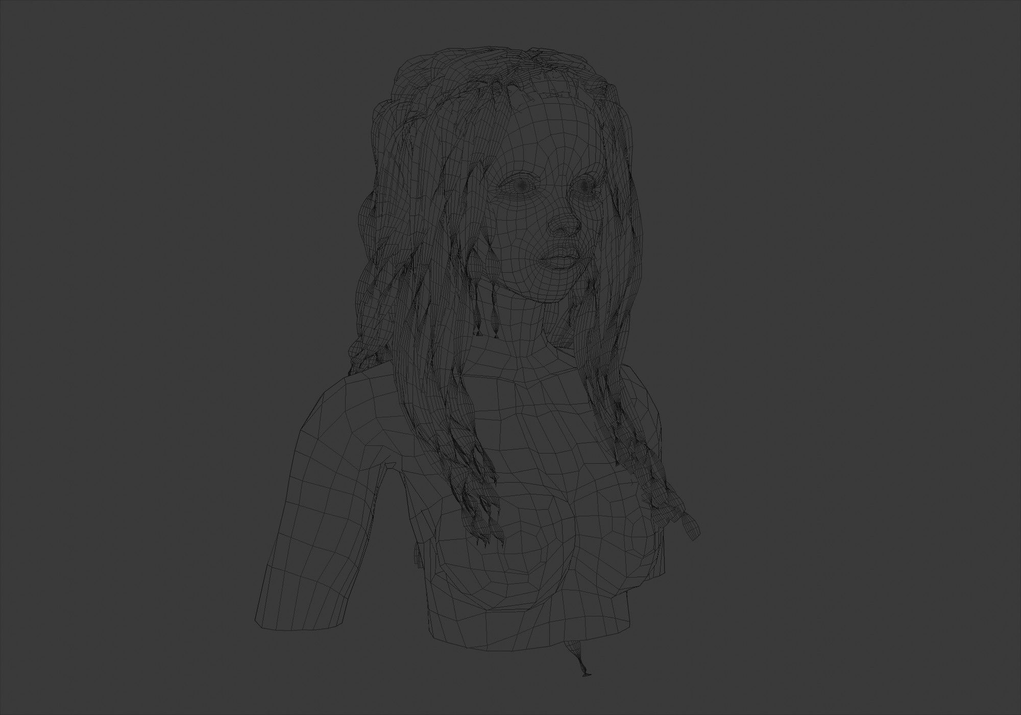 Female Curly Hairstyle 3D model_6