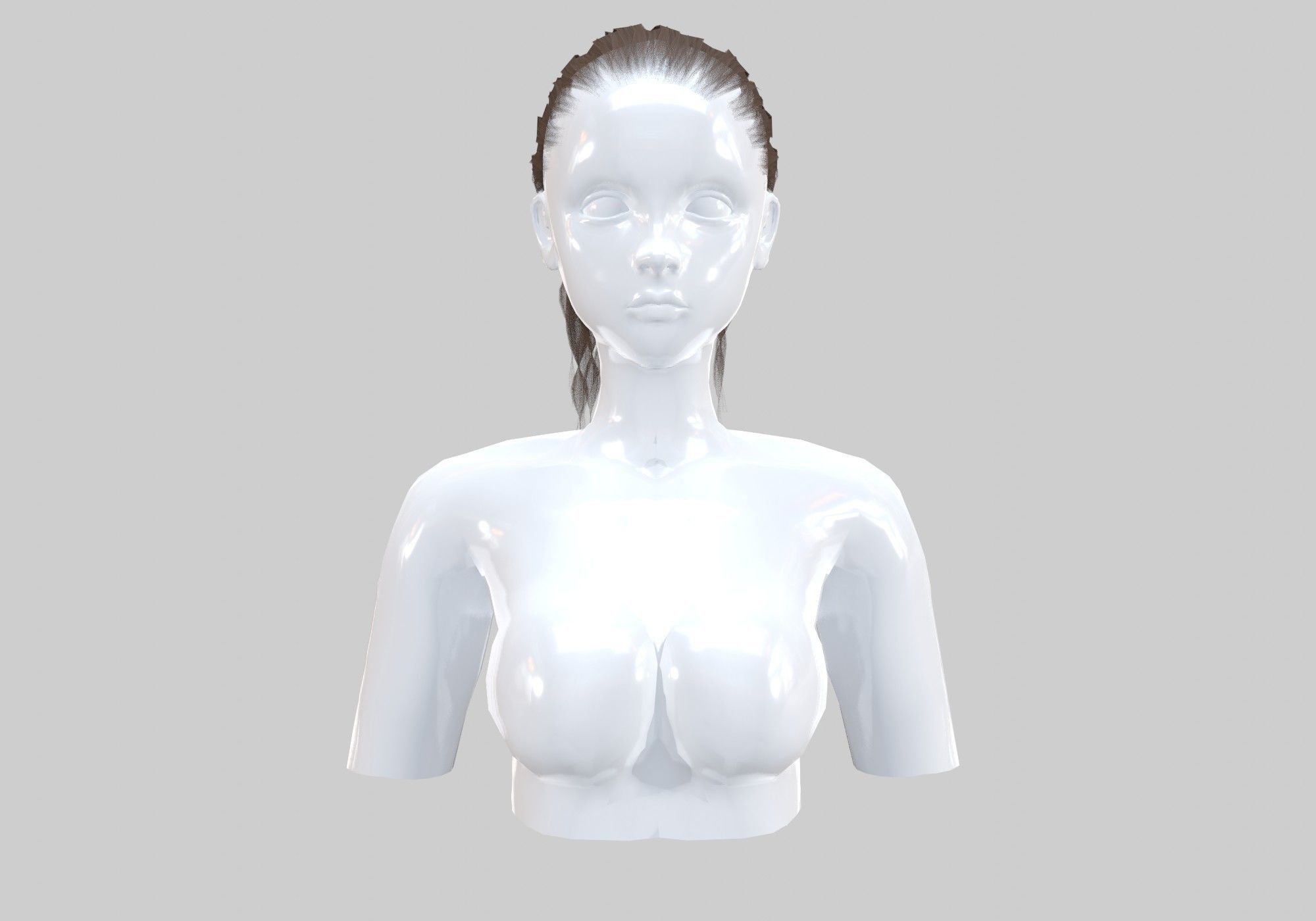 Curly Ponytail Hairstyle  3D model_1