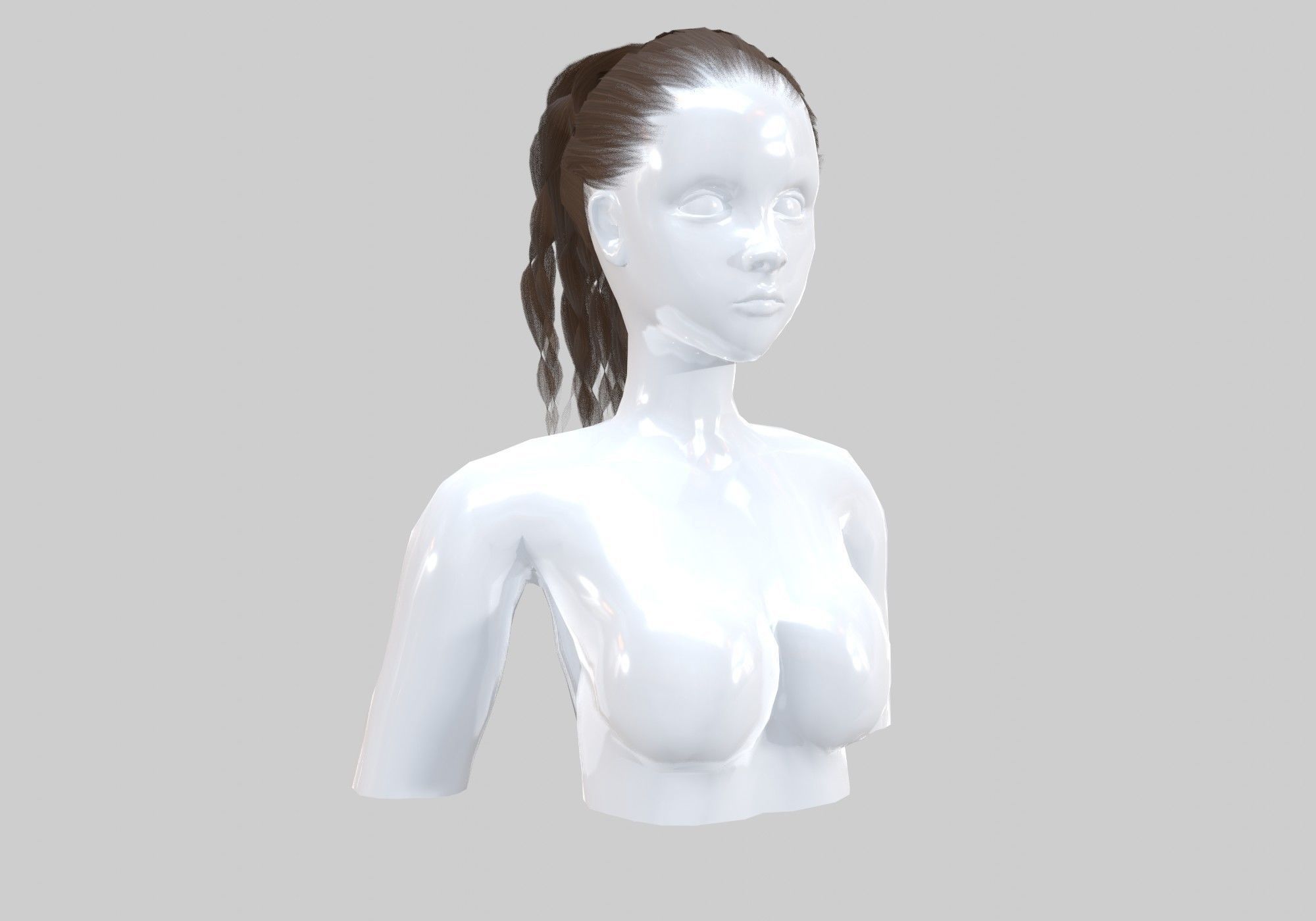 Curly Ponytail Hairstyle  3D model_2