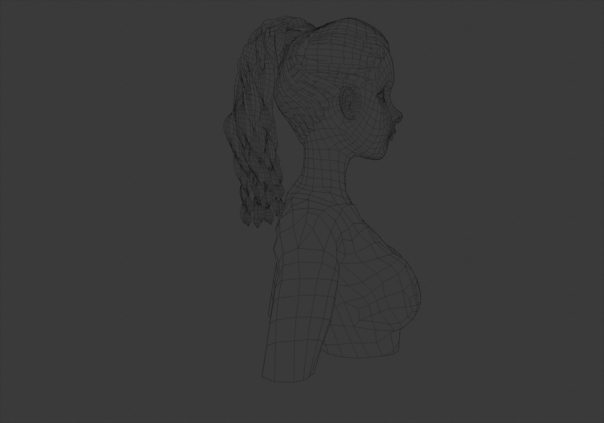 Curly Ponytail Hairstyle  3D model_7