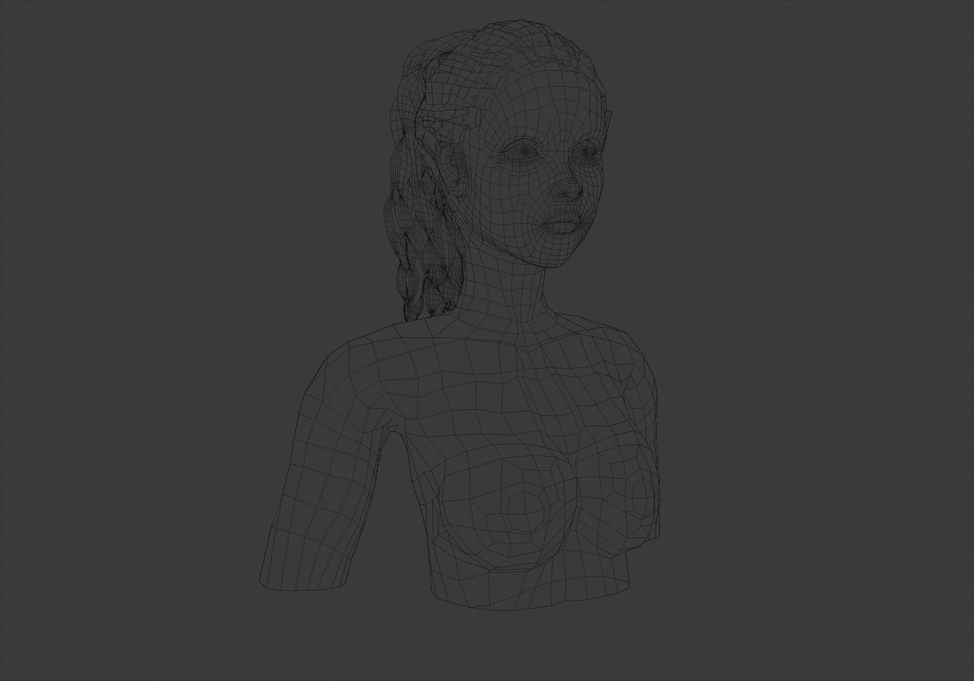 Curly Ponytail Hairstyle  3D model_6