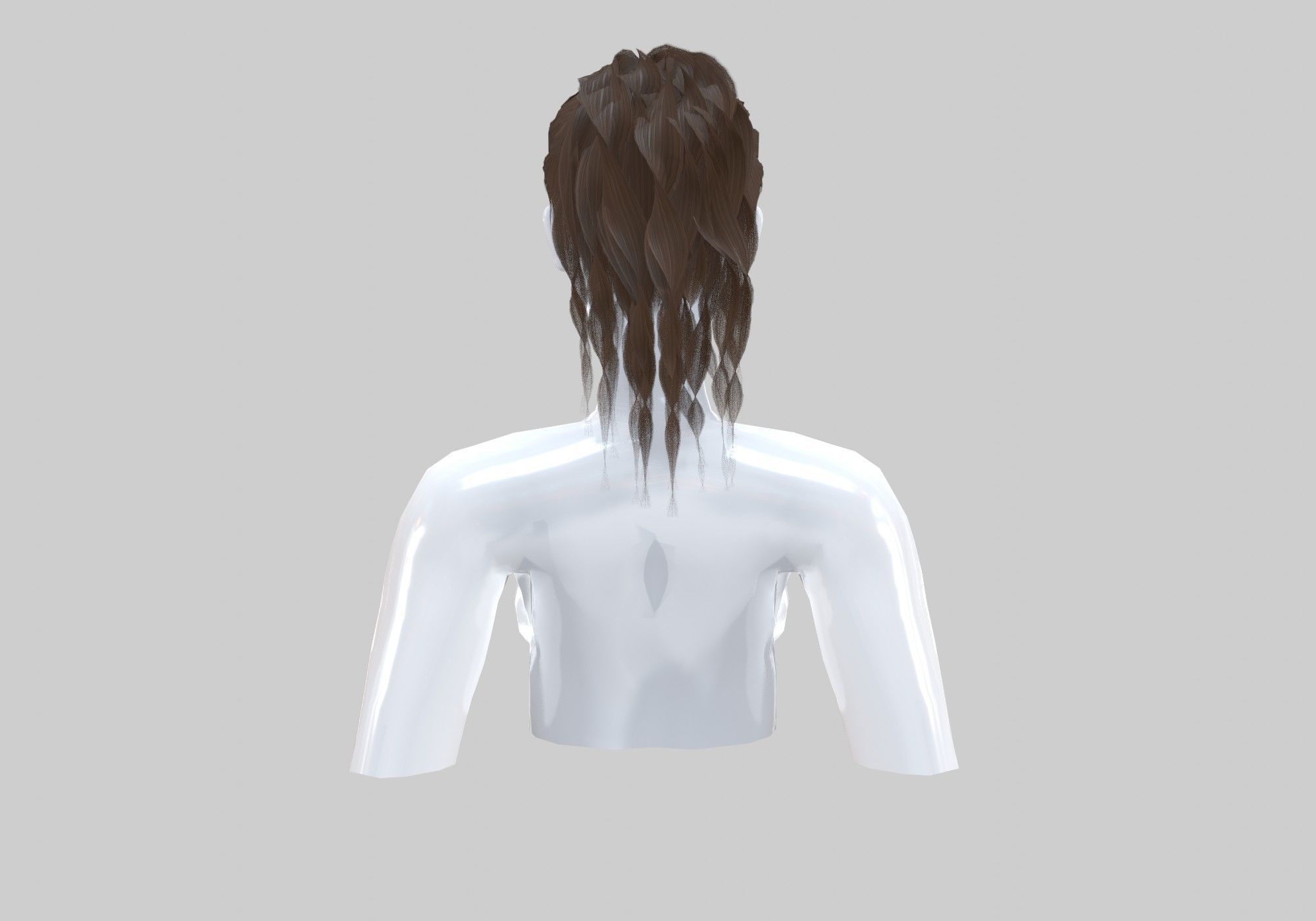 Curly Ponytail Hairstyle  3D model_4
