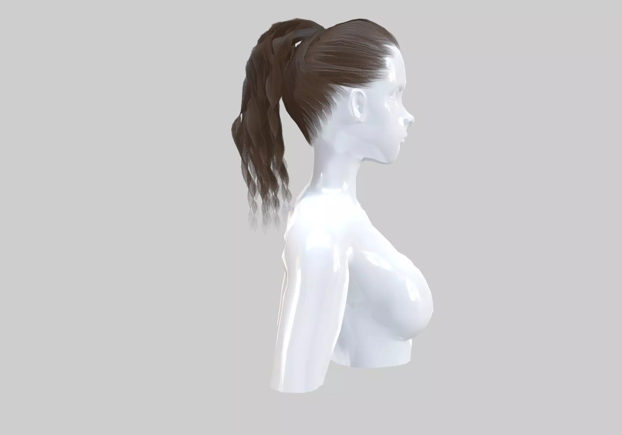Curly Ponytail Hairstyle  3D model_0