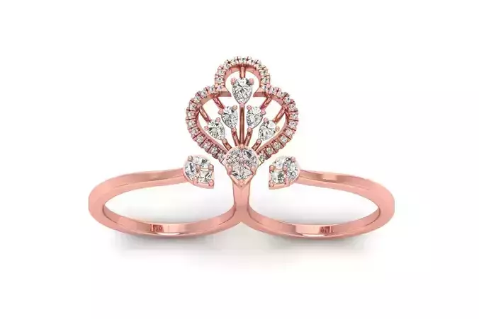 Solitaire Women Wedding Engagement Two Finger Ring 3D print model