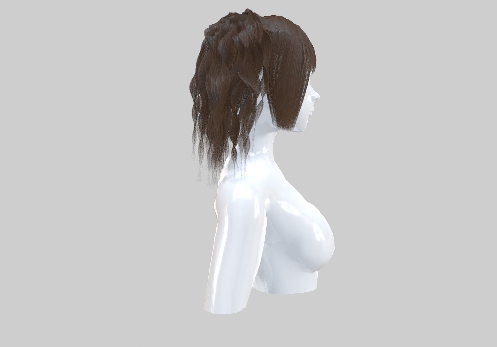 Curly Pigtails Hairstyle  3D model_2
