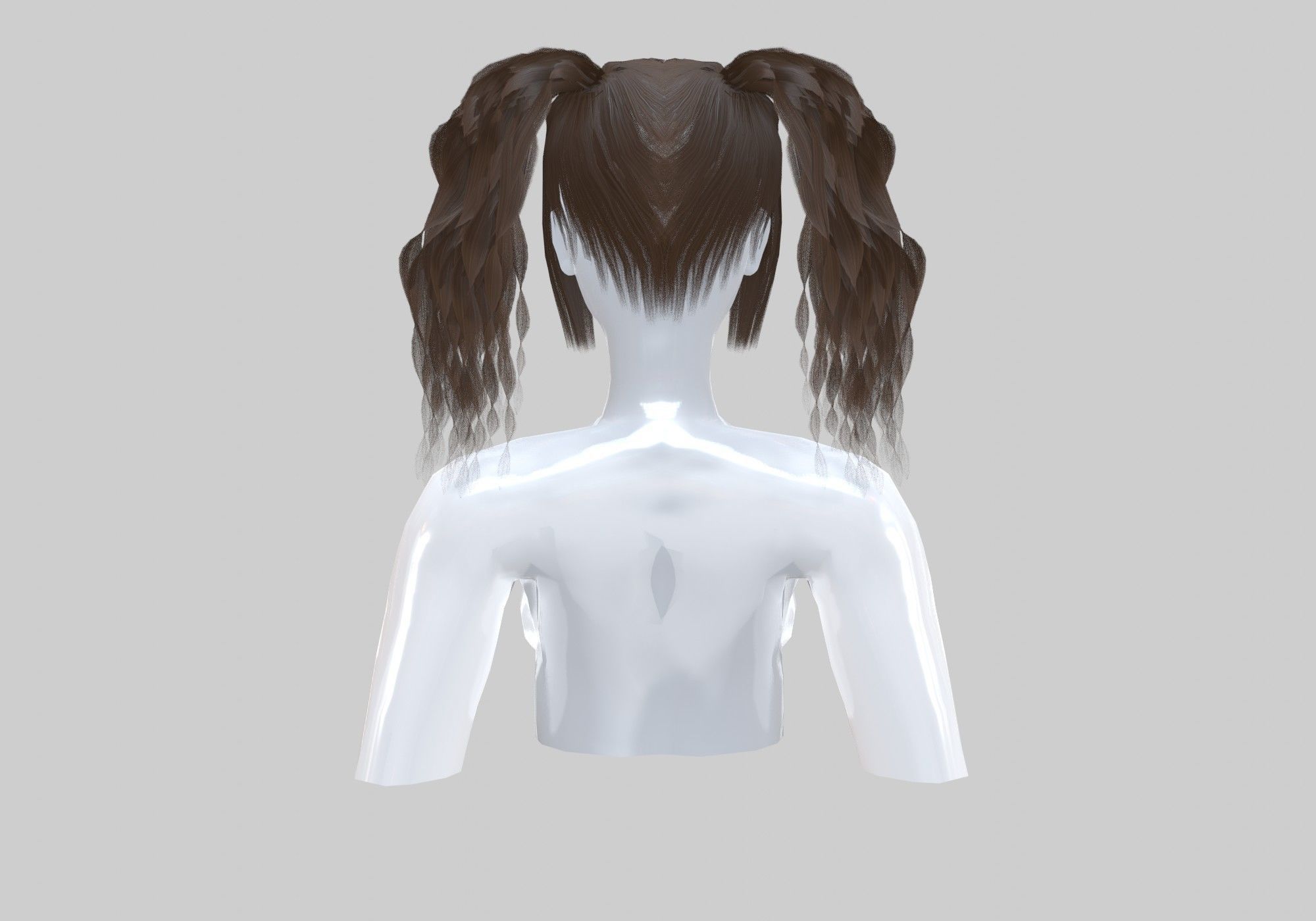 Curly Pigtails Hairstyle  3D model_4